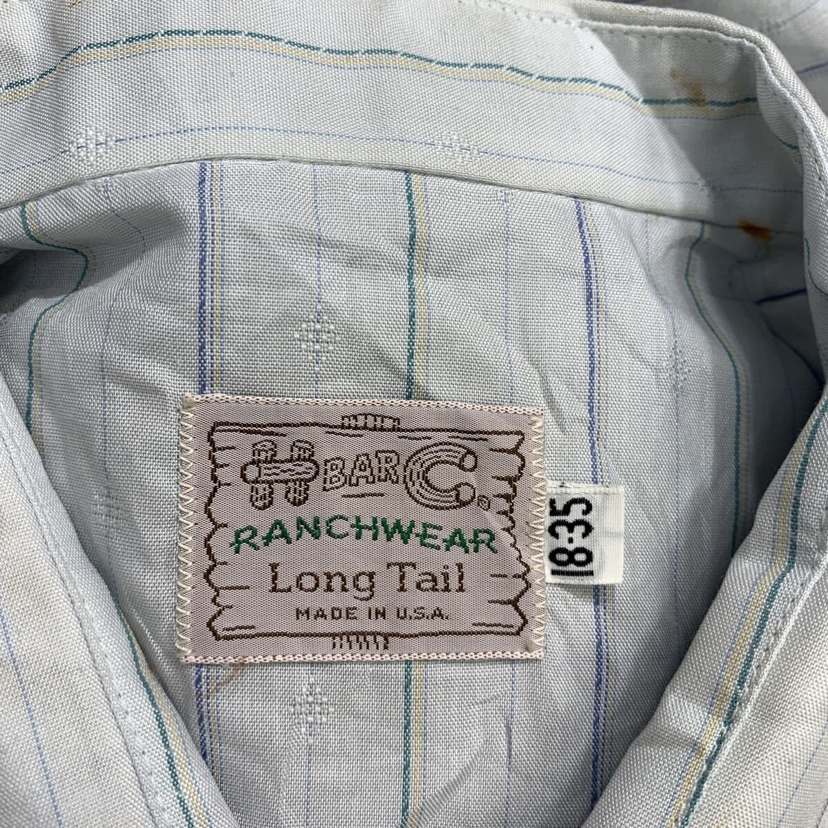 70s H Bar C エイチバーシー　ウエスタンシャツ レトロ　USA品　R 70s USA製 H BAR C 長袖 ストライプシャツ XL ライトブルー エイチ