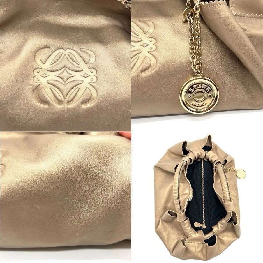 LOEWE ロエベ ナッパアイレ ハンドバッグ アナグラム ロゴ ゴールド 