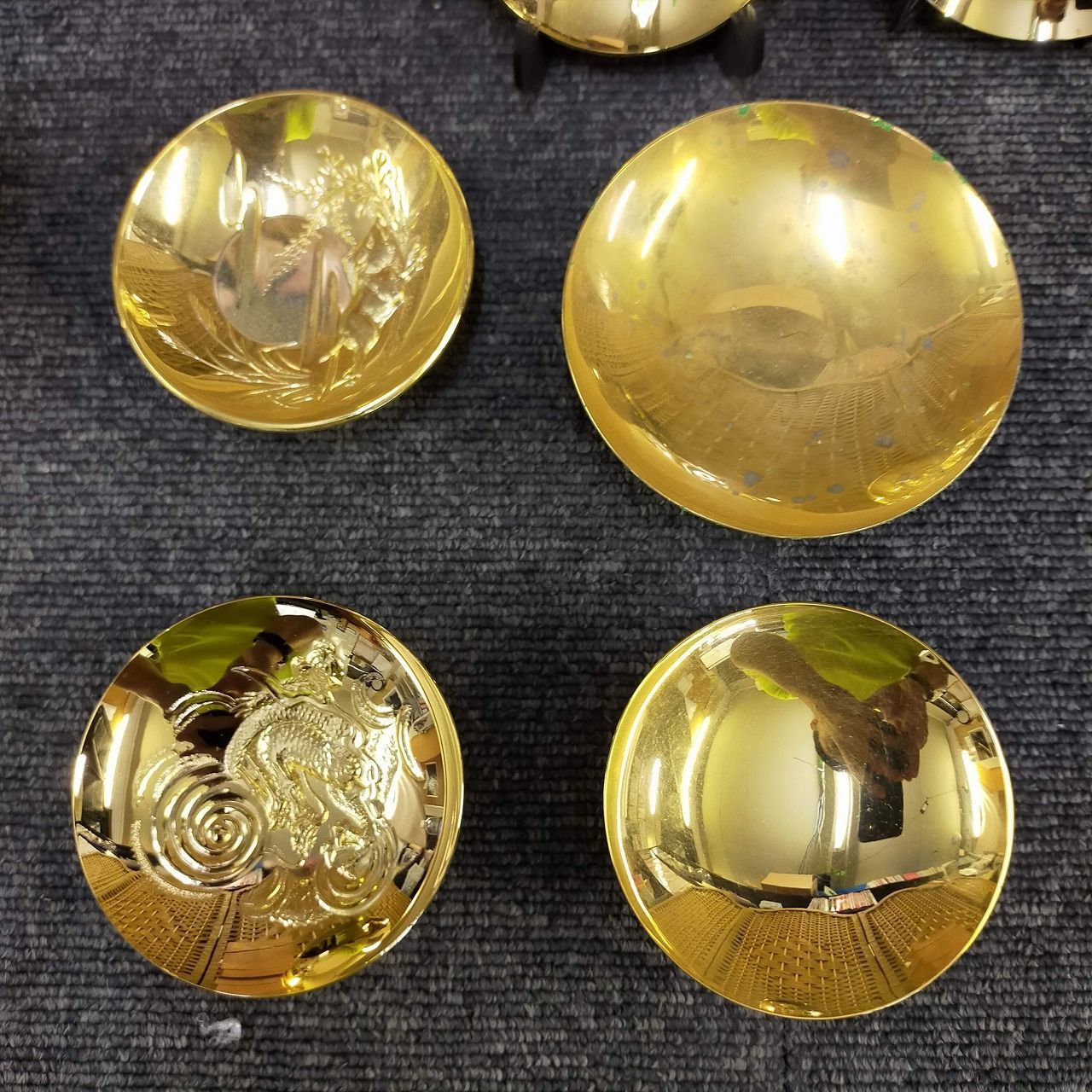 24KGP 盃 6個セット 金杯 酒器 まとめ売り 木箱付 ぐい呑み 金メッキ