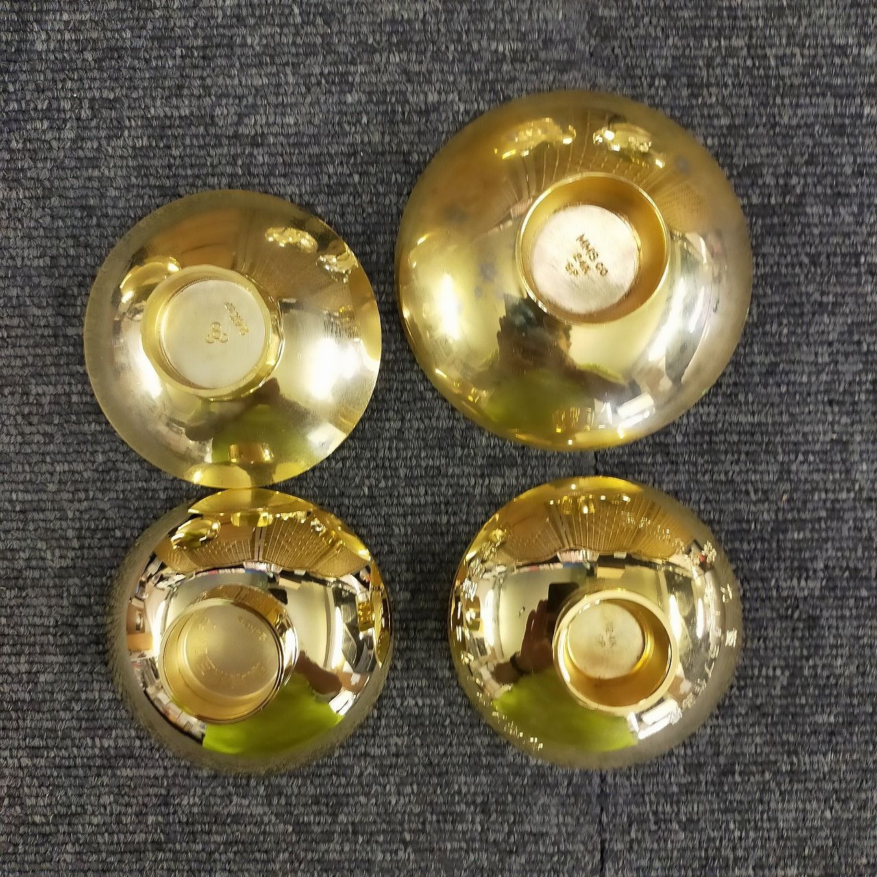 24KGP 盃 6個セット 金杯 酒器 まとめ売り 木箱付 ぐい呑み 金メッキ