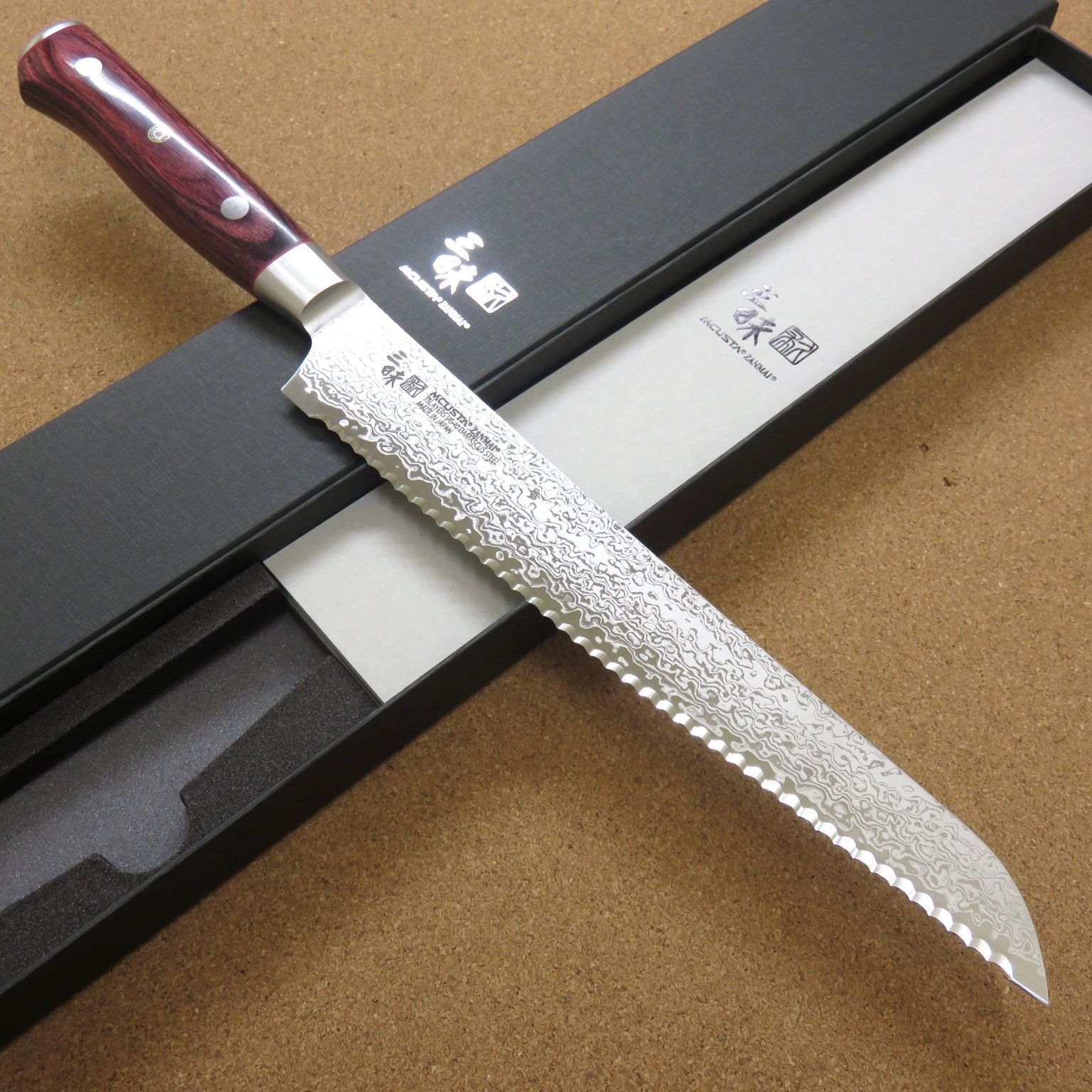 包丁 パン切り包丁 23cm (230mm) 三昧 クラシックプロ3 紅蓮 関の刃物 ダマスカス33層 右利 片刃 日本製