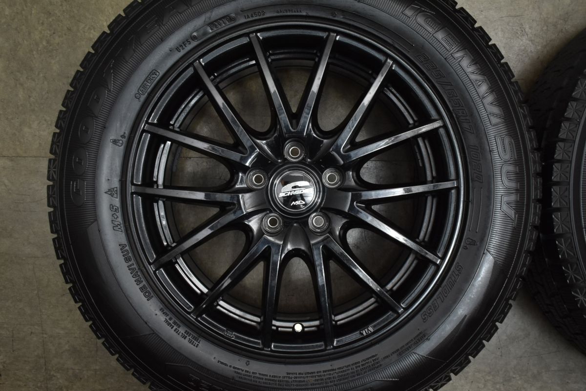 ロクサーニスポーツ 17インチ 7J ＋48 PCD114.3 グッドイヤー アイスナビSUV 225/65R17 4本セット バリ溝 バリ溝！キレイ！9.5分☆LOXARNY SPORT BADX 225/65R17 スタッドレス