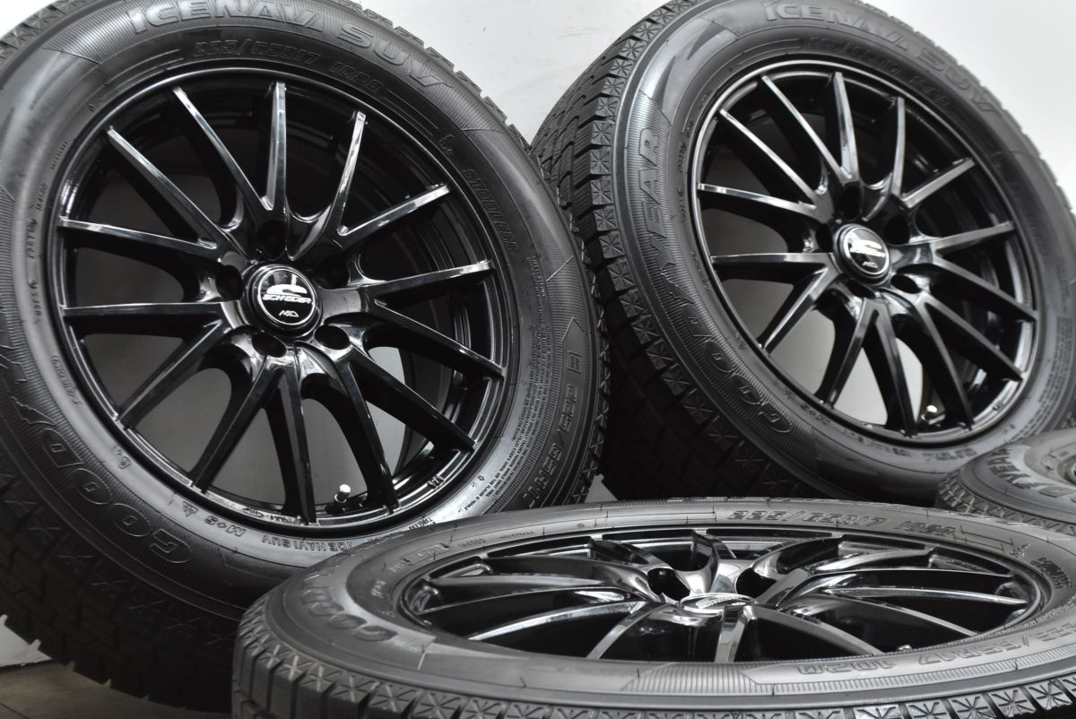 美品 バリ溝】シュナイダー 17in 7J +48 114.3 グッドイヤー アイス