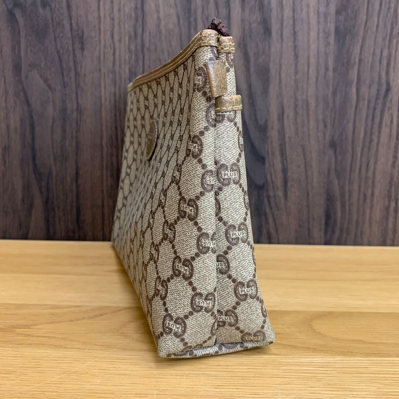 希少 GUCCI PLUS クラッチバッグ GG柄 オールドグッチ ポーチ PVC 