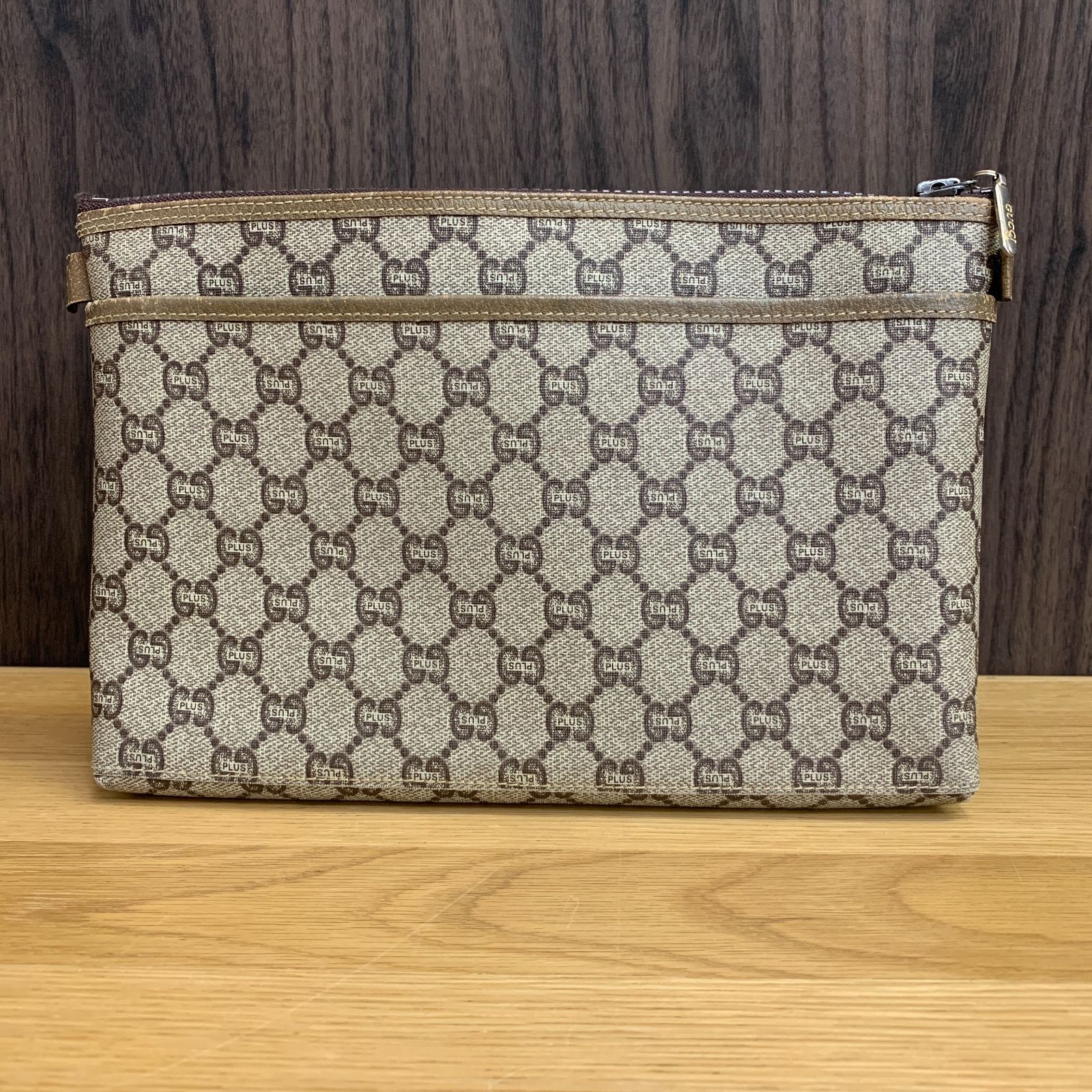 希少 GUCCI PLUS クラッチバッグ GG柄 オールドグッチ ポーチ PVC 