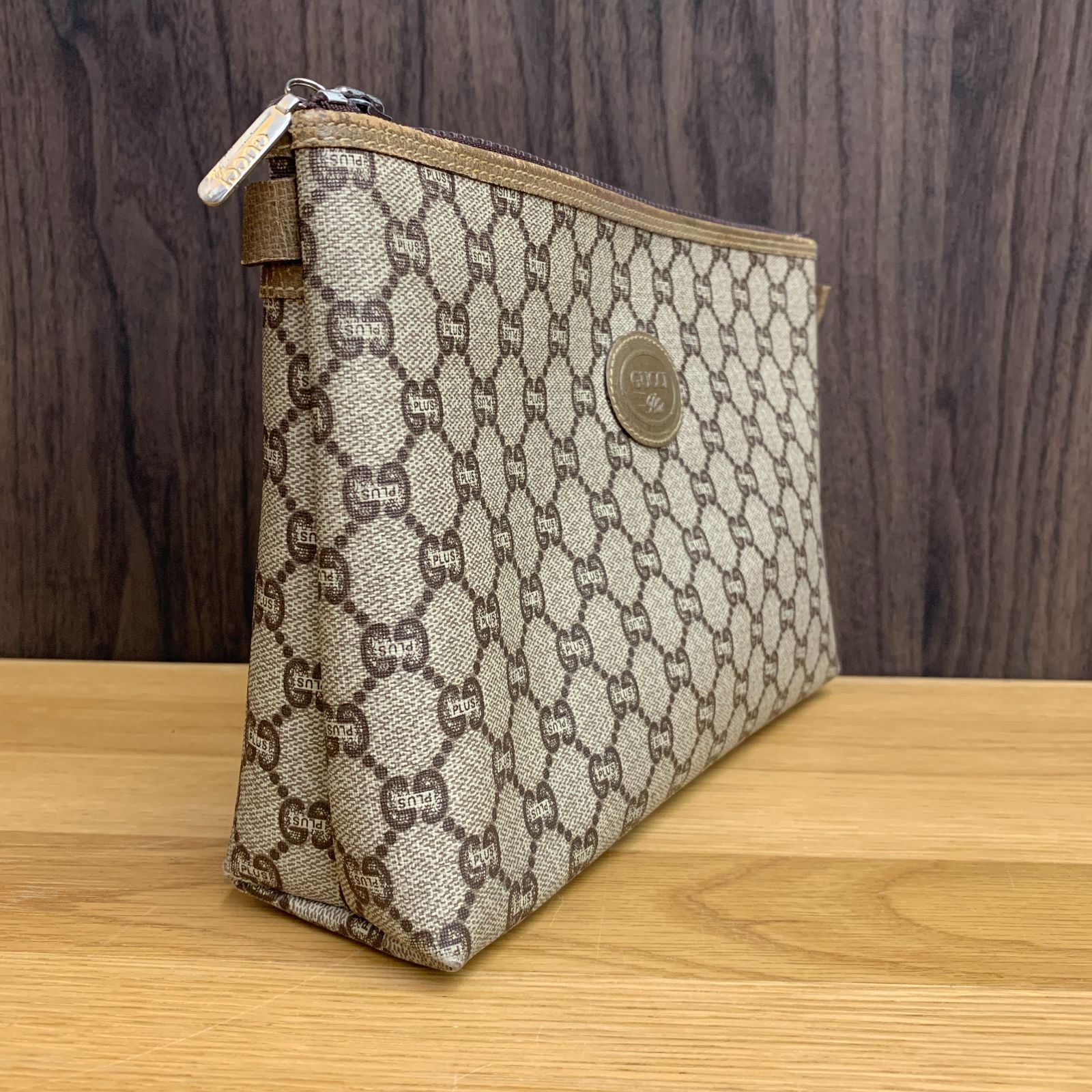 希少 GUCCI PLUS クラッチバッグ GG柄 オールドグッチ ポーチ PVC 