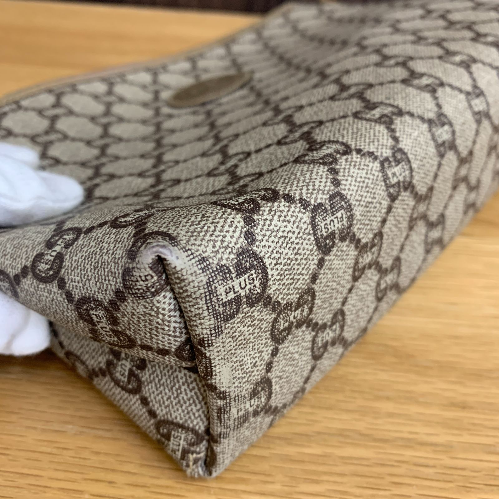 希少 GUCCI PLUS クラッチバッグ GG柄 オールドグッチ ポーチ PVC 
