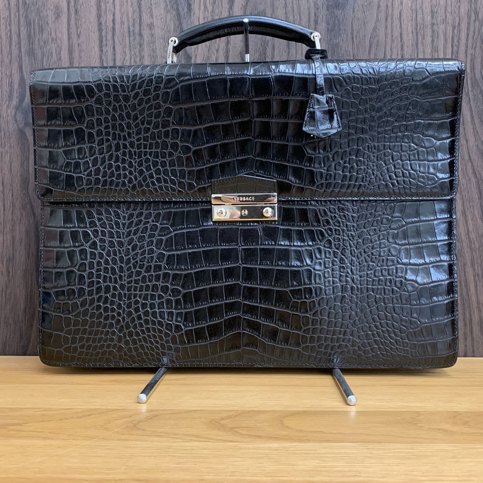 VERSACE ヴェルサーチ クロコ型押し レザー ブリーフケース ビジネス 