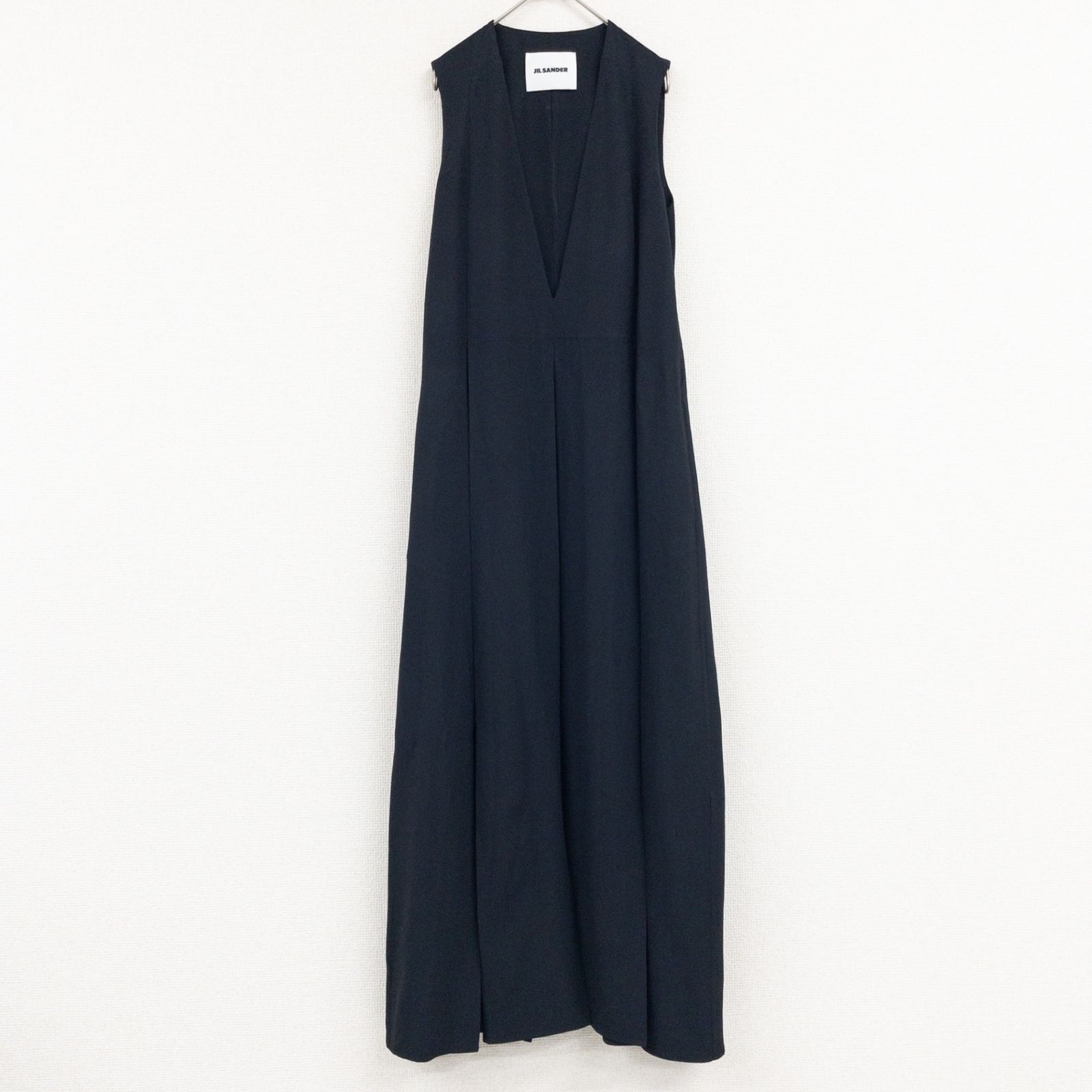 JIL SANDER ジルサンダー ロングワンピース ノースリーブ プリーツ V 