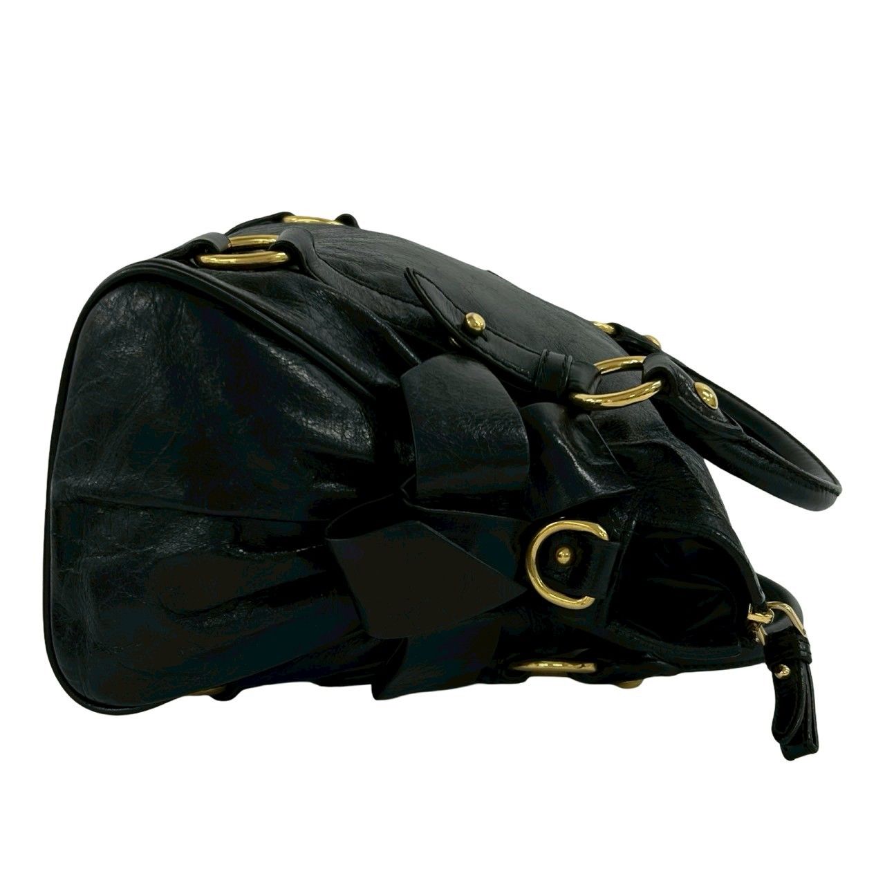 極 美品 MIUMIU ミュウミュウ ロゴ 金具 レザー 本革 2way 