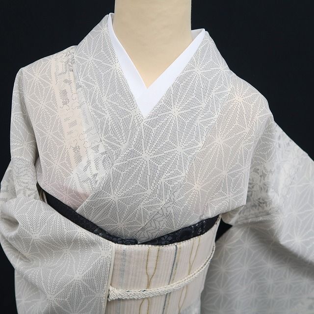 ❁tomihisa❁美品 紗紬 コプト柄×麻の葉 夏着物“心に決めた理想郷