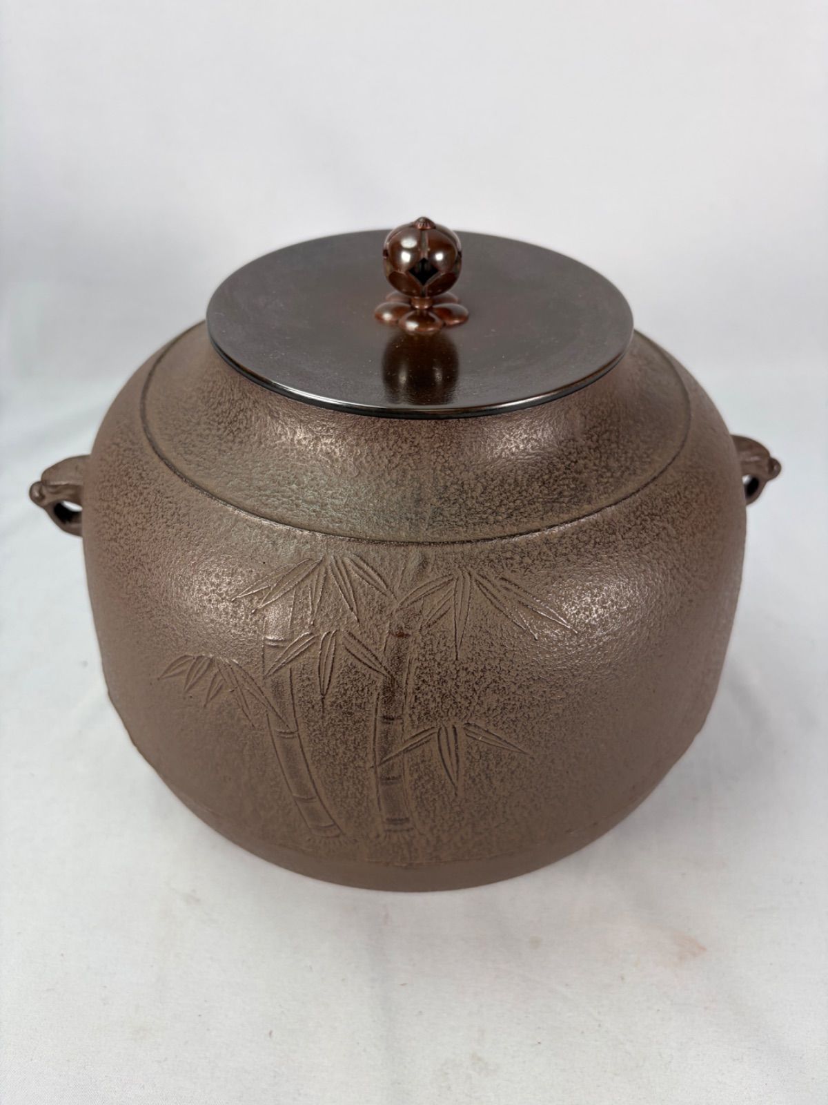 茶道具】釜師角谷莎村造 竹地紋真形釜 茶釜 釜425 - メルカリ