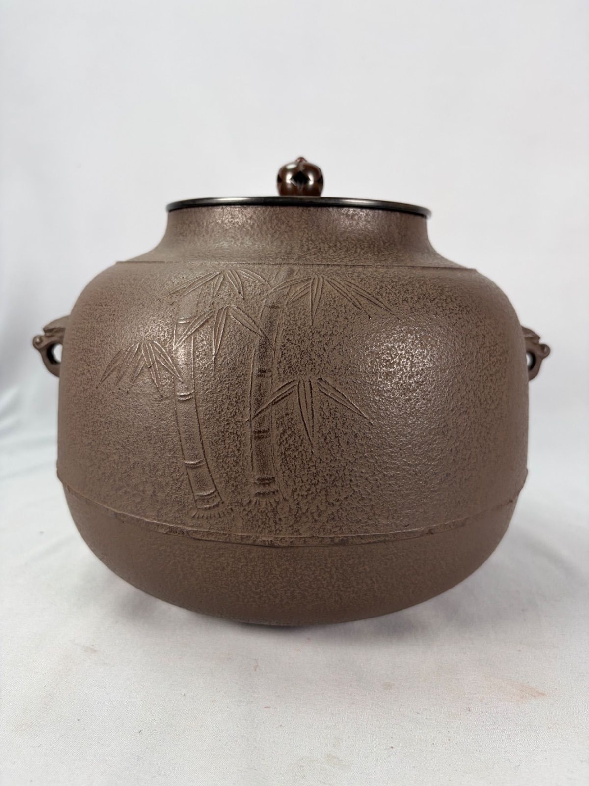 茶道具】釜師角谷莎村造 竹地紋真形釜 茶釜 釜425 - メルカリ