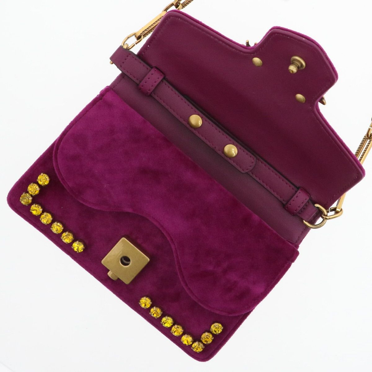 GUCCI グッチ ブロードウェイ 蜂 ビー BEE チェーンショルダーバッグ ショルダーバッグ 489218 ベロア ベルベット パープル  レディース【中古】 GUCCI グッチ ブロードウェイ 蜂 ビー BEE チェーンショルダーバッグ