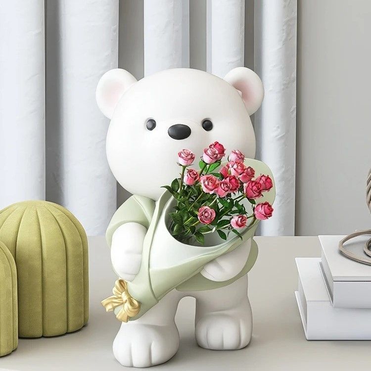 インテリア雑貨 ベア キュート くま 熊 白くま かわいい 置物 花瓶 フラワーアレンジメント 小物 リビング 玄関 癒し ギフト プレゼント 記