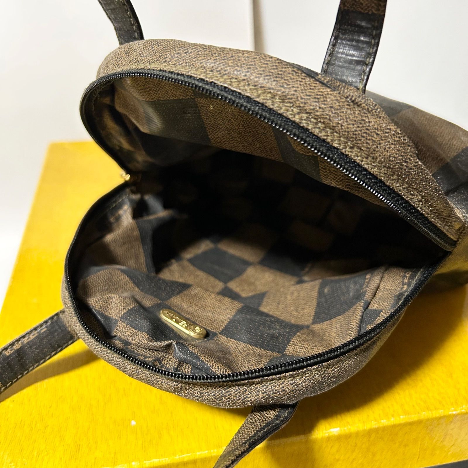 FENDI ペカン ストライプ PVC レザー ミニハンドバッグ オールド