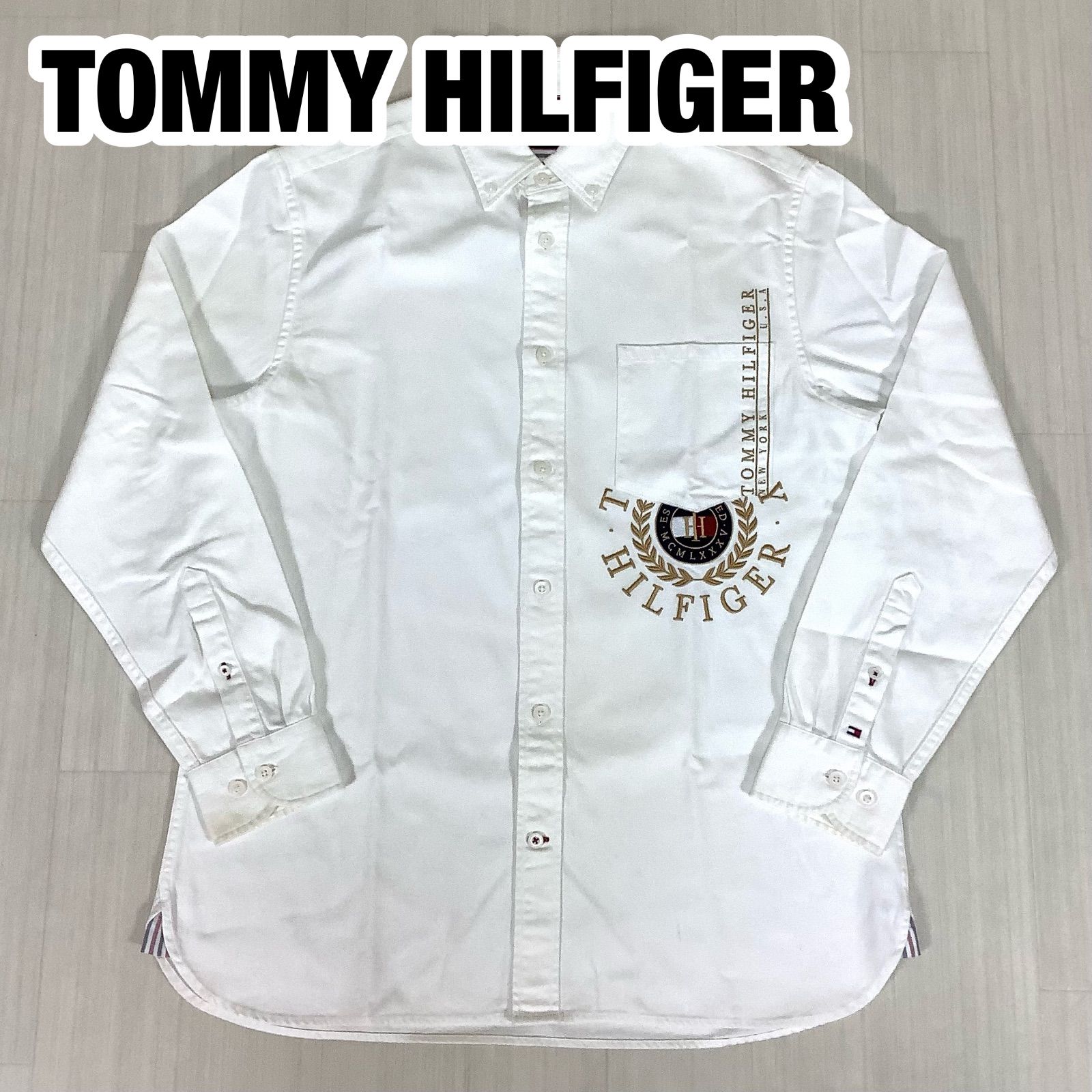 希少】TOMMY HILFIGER トミーヒルフィガー 刺繍ロゴ ボタンダウン 長袖 