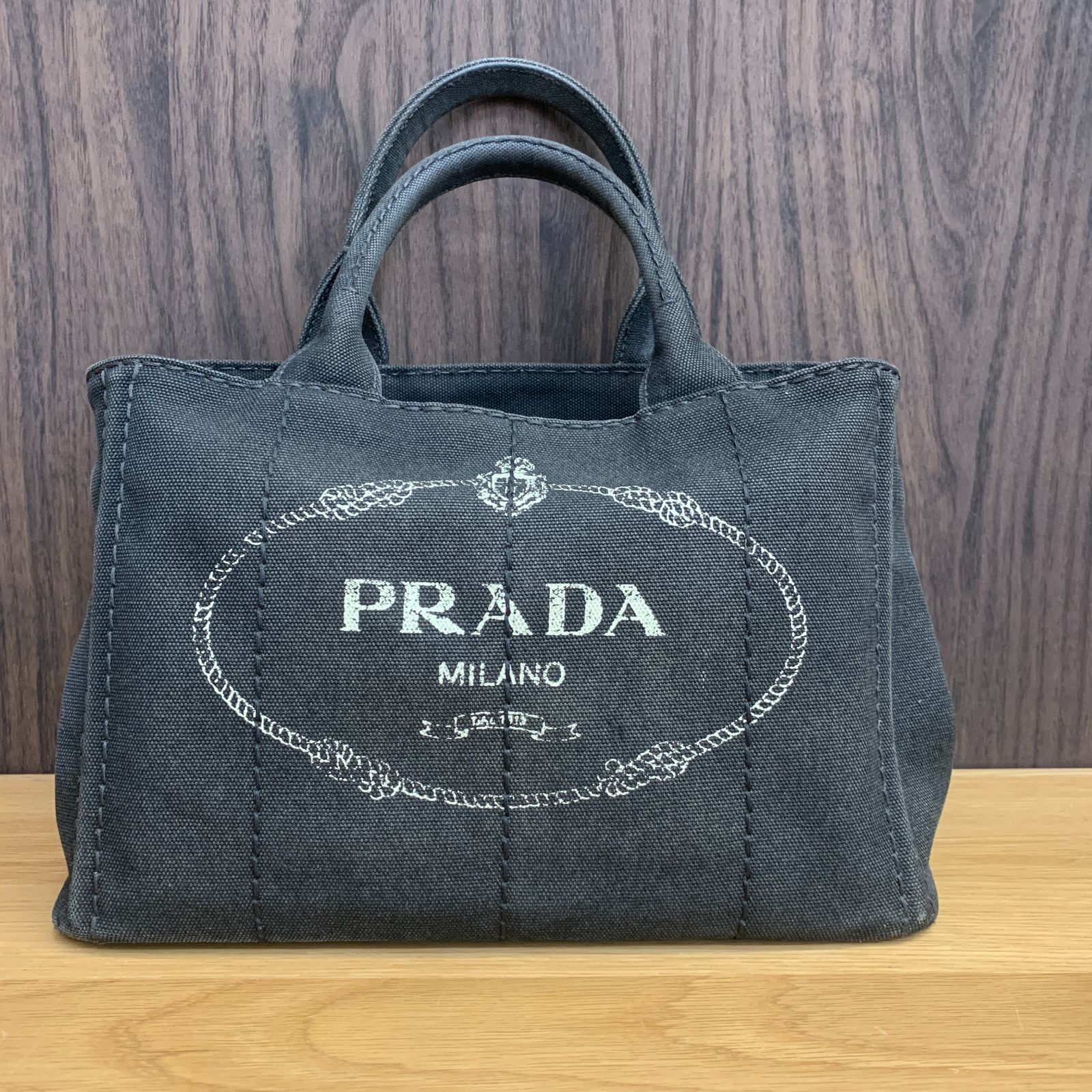 PRADA プラダ カナパ 1BG439 ハンドバッグ キャンバス ブラック 