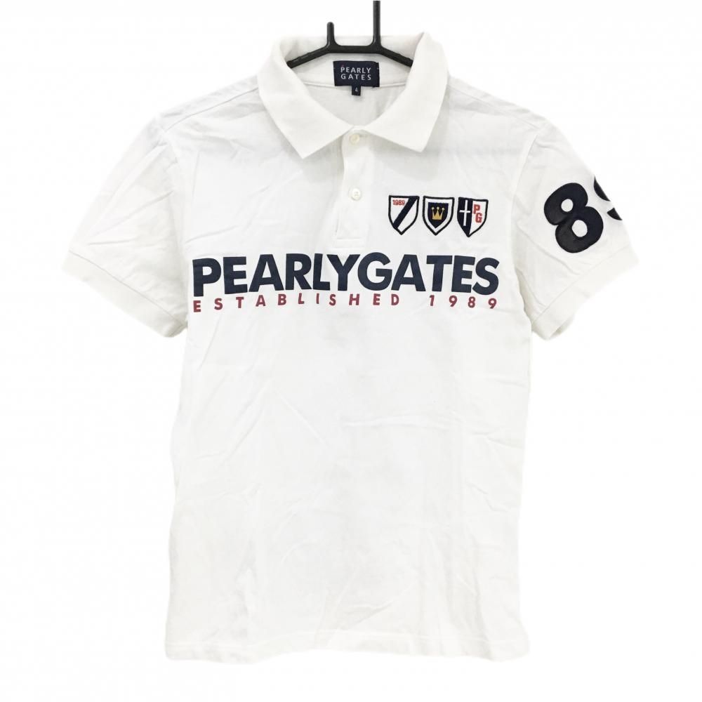 PEARLY GATES/パーリーゲイツ ゴルフ ポロシャツ【ホワイト/４】美品 PEARLY GATES（パーリーゲイツ） 【超美品】パーリーゲイツ 半袖