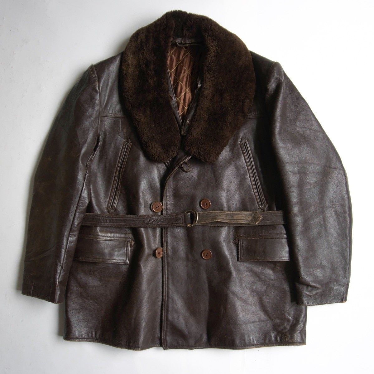 雰囲気抜群】 50-60s VINTAGE LEATHER JACKET【レザー カーコート】52