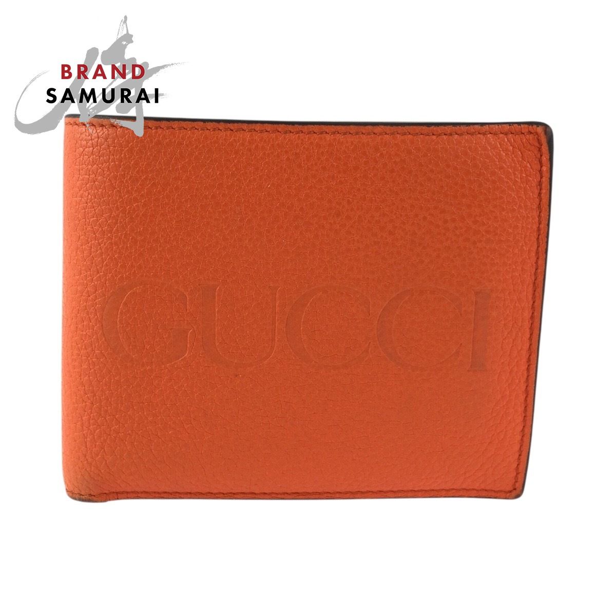 美品✨GUCCI マイクロシマ　折り財布　オレンジ　ロゴプレート　Wホック 美品 GUCCI グッチ オレンジ レザー 658681 折り財布 コンパクト