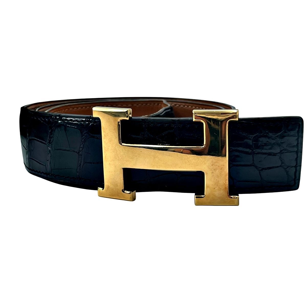 中古】 HERMES エルメス コンスタンス H レザーベルト ブラック 