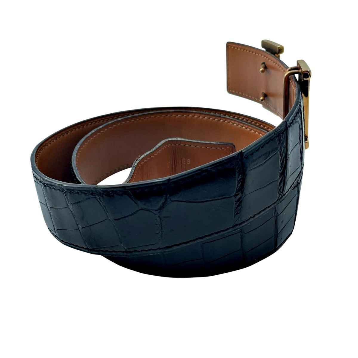 中古】 HERMES エルメス コンスタンス H レザーベルト ブラック 