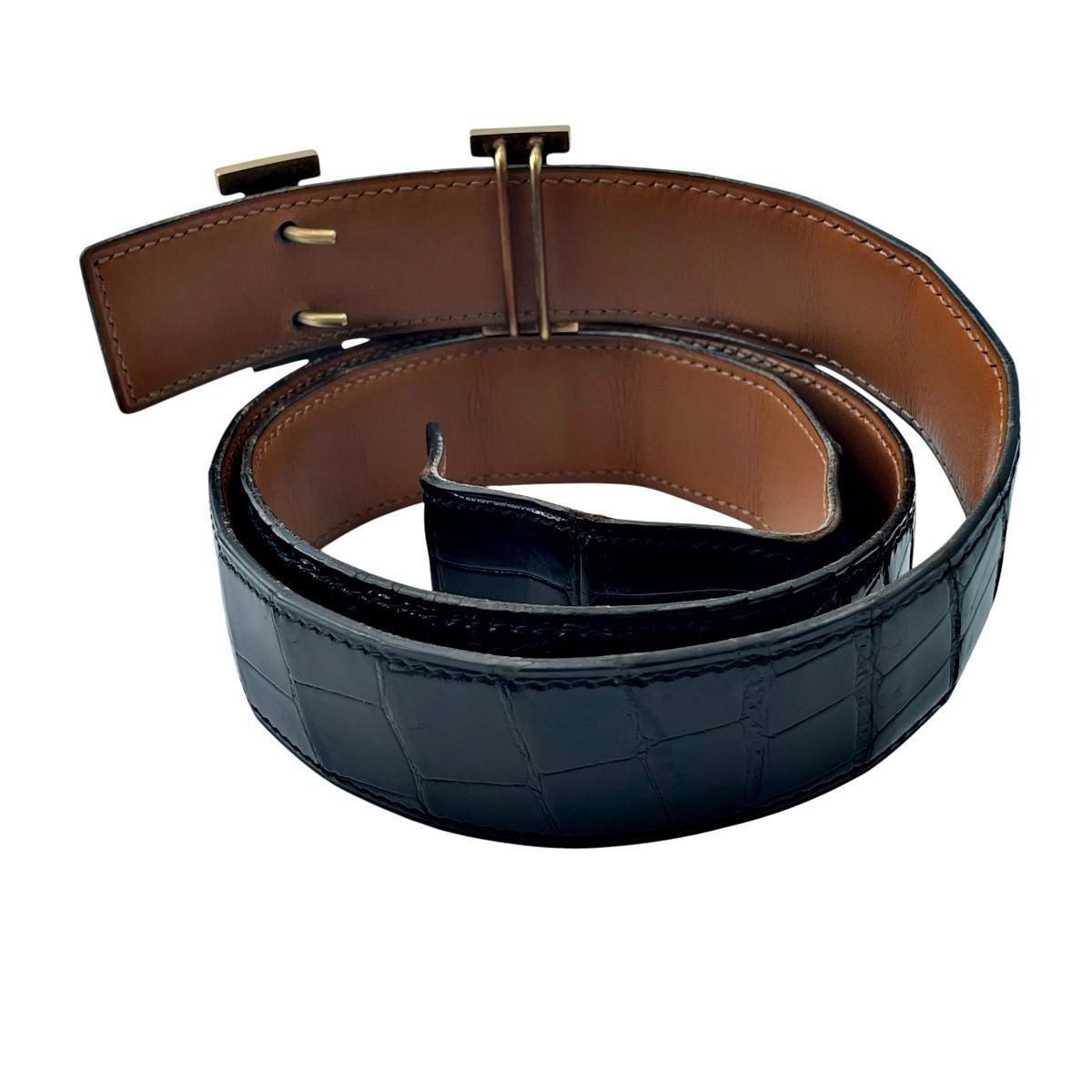 中古】 HERMES エルメス コンスタンス H レザーベルト ブラック