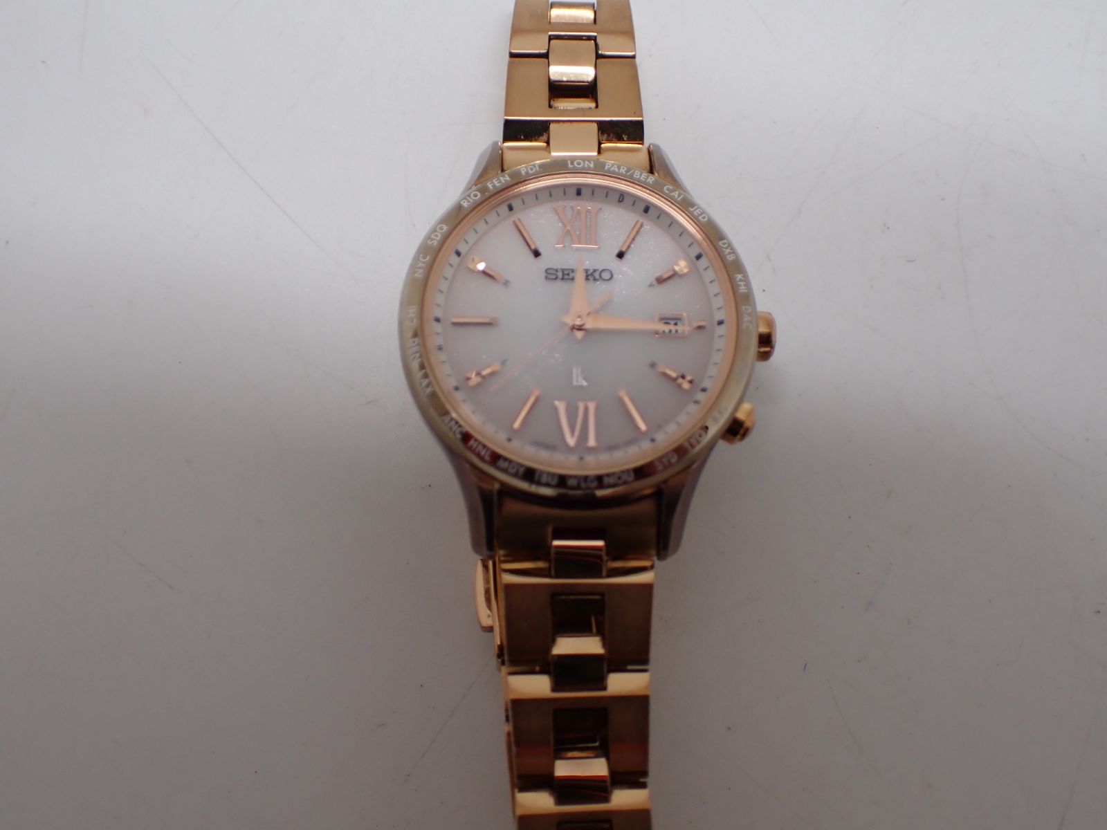 55473】セイコー ルキア 1B35-0AB0 ソーラー 電波 ピンクゴールド 