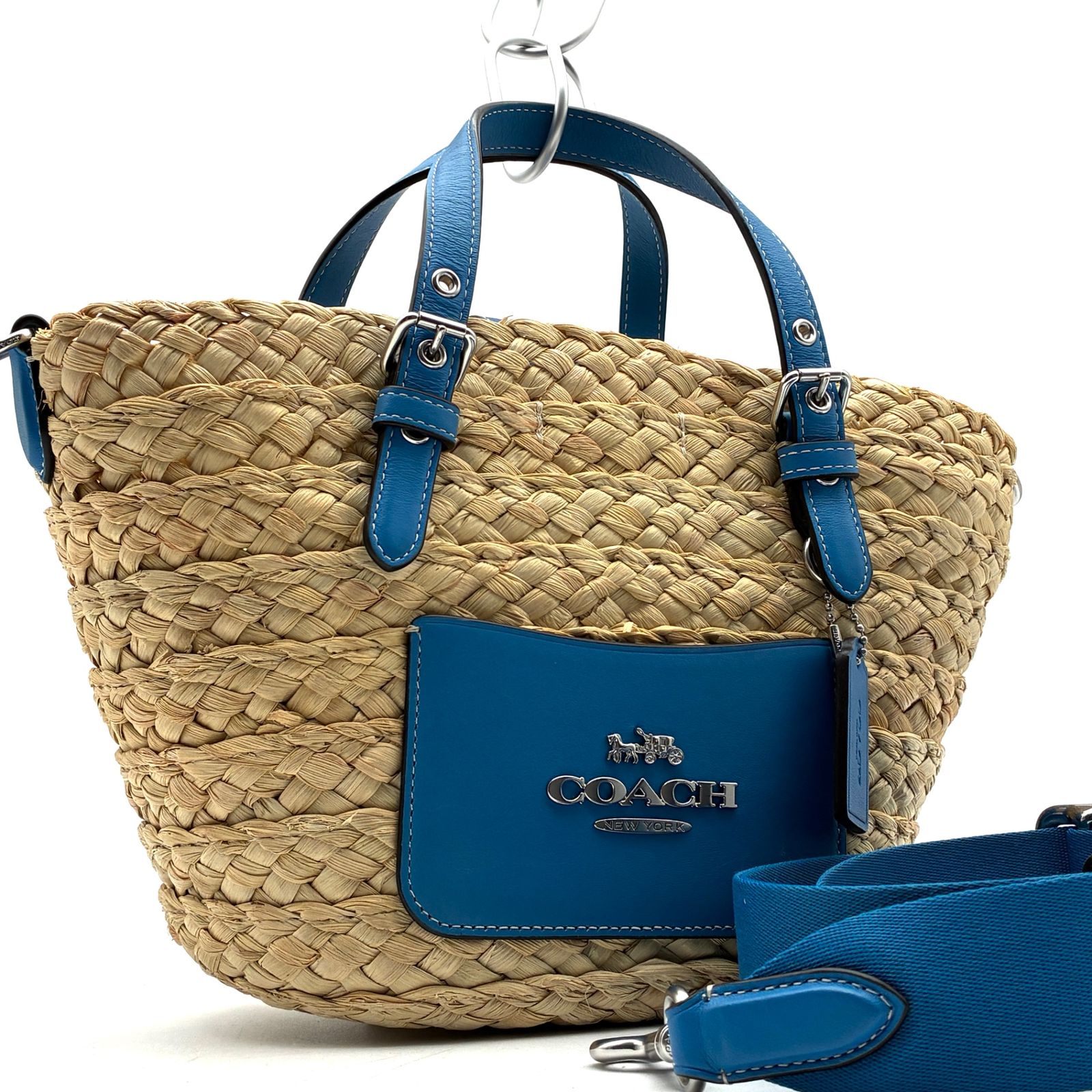 未使用タグ付き】コーチ◆ストロートート◆ かご COACH（コーチ） かごバッグ SM STRAW TOTE CQ785 レディース スモール