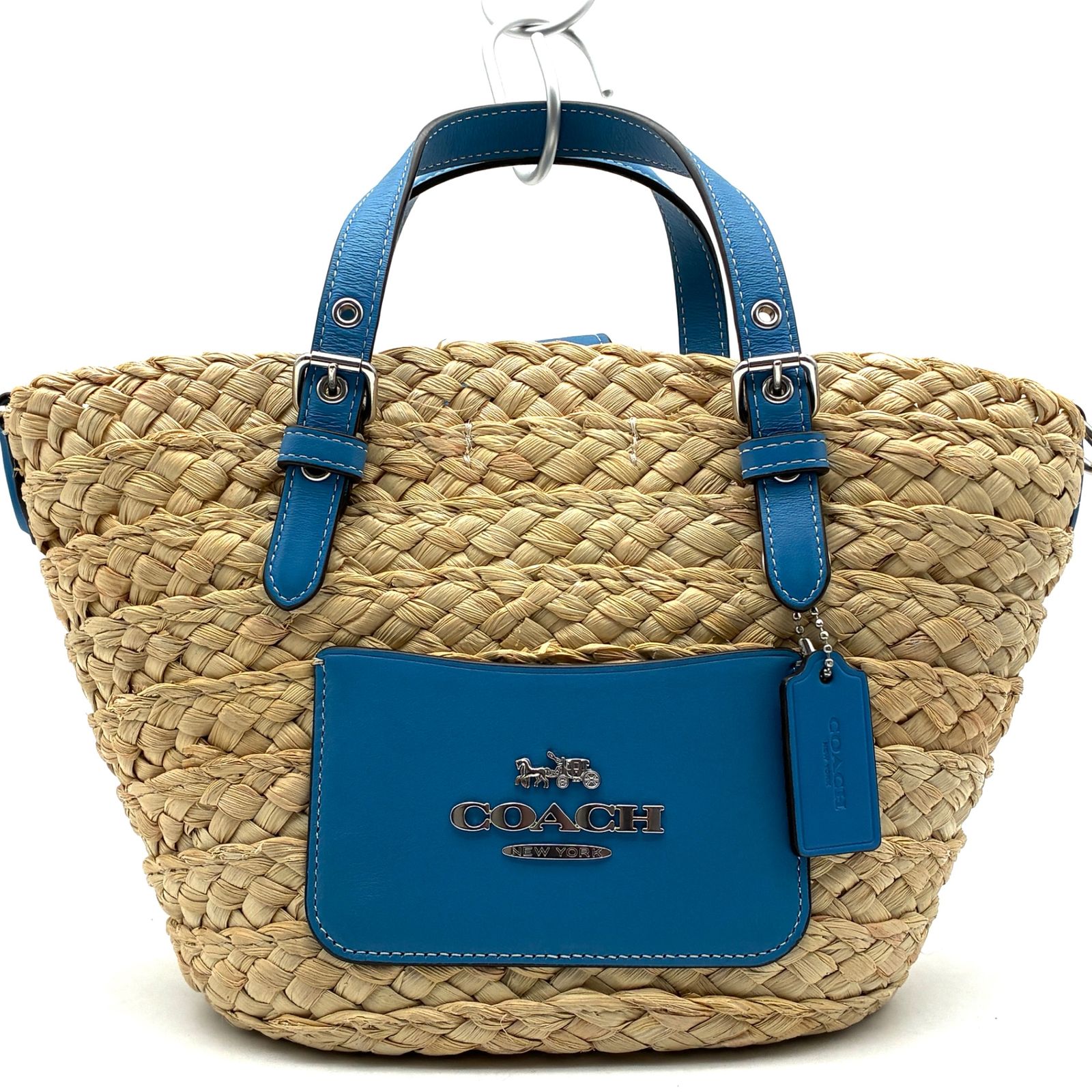 未使用に近い COACH コーチ かごバッグ ストローバッグ 2way トート