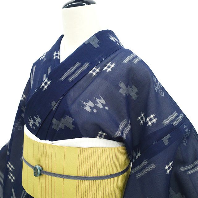 新古品】 夏物 本場琉球かすり 夏琉球 単衣 着物 未使用 伝統工芸品