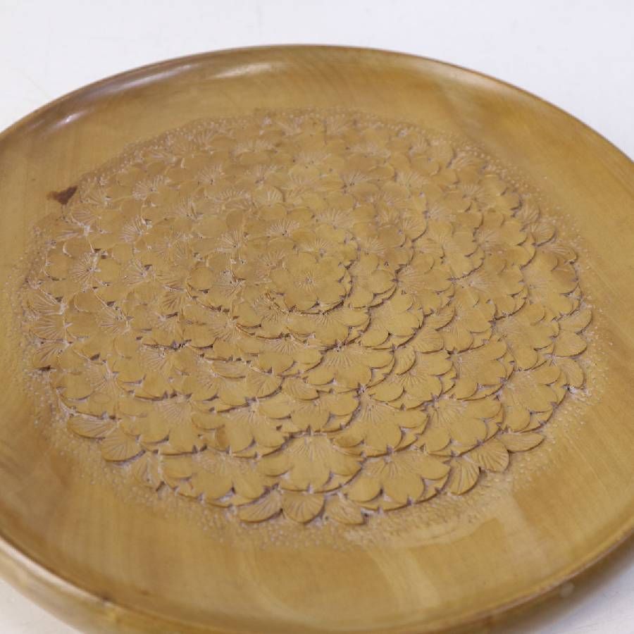 伝統工芸品 軽井沢彫 丸盆 トレー トレイ 桜柄 直径27cm 木彫り 彫刻