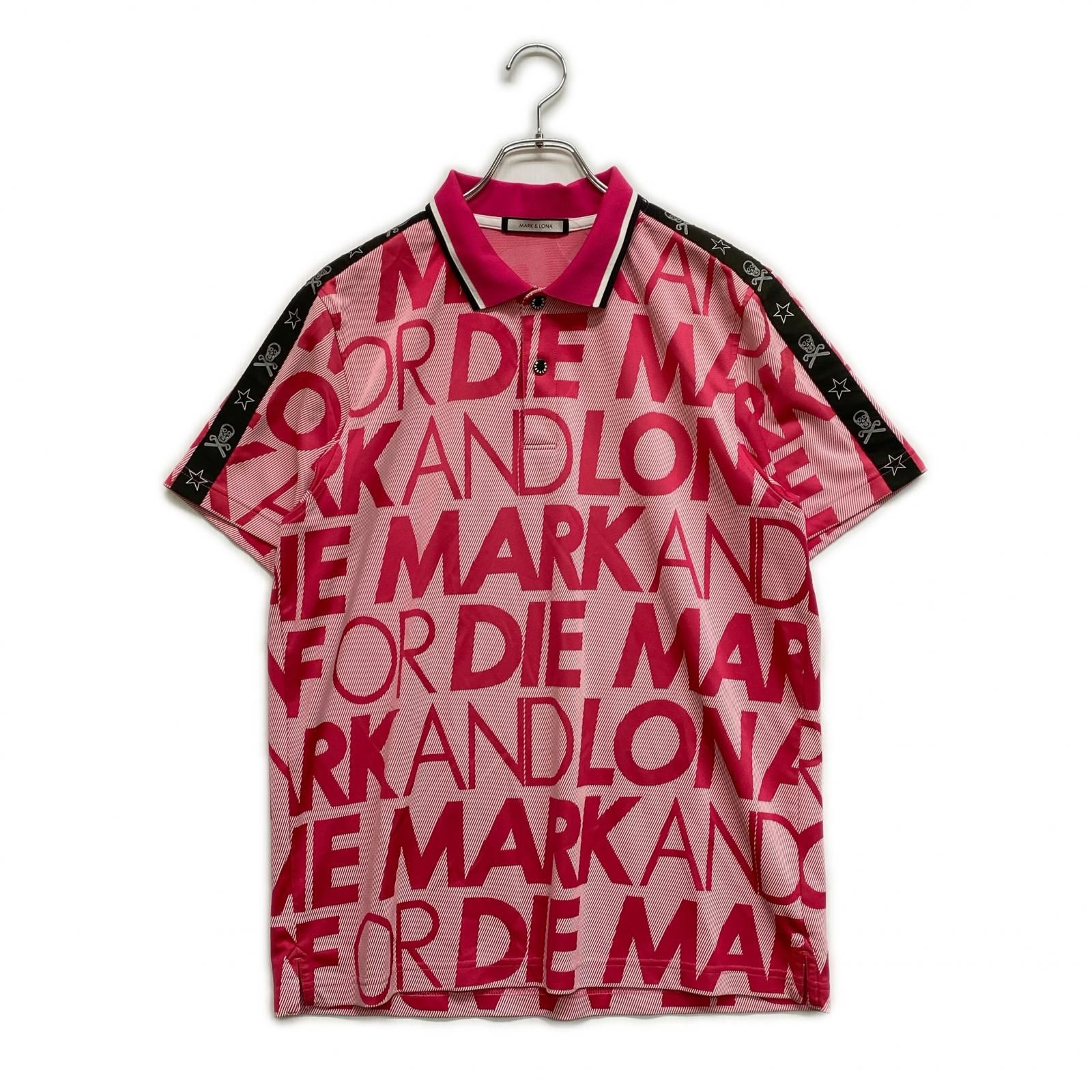 MARK & LONA ポロシャツ 総柄 スナップボタン 日本製 48 メンズ マークアンドロナ MARK&LONA 半袖ポロシャツ 50(LL) ピンク