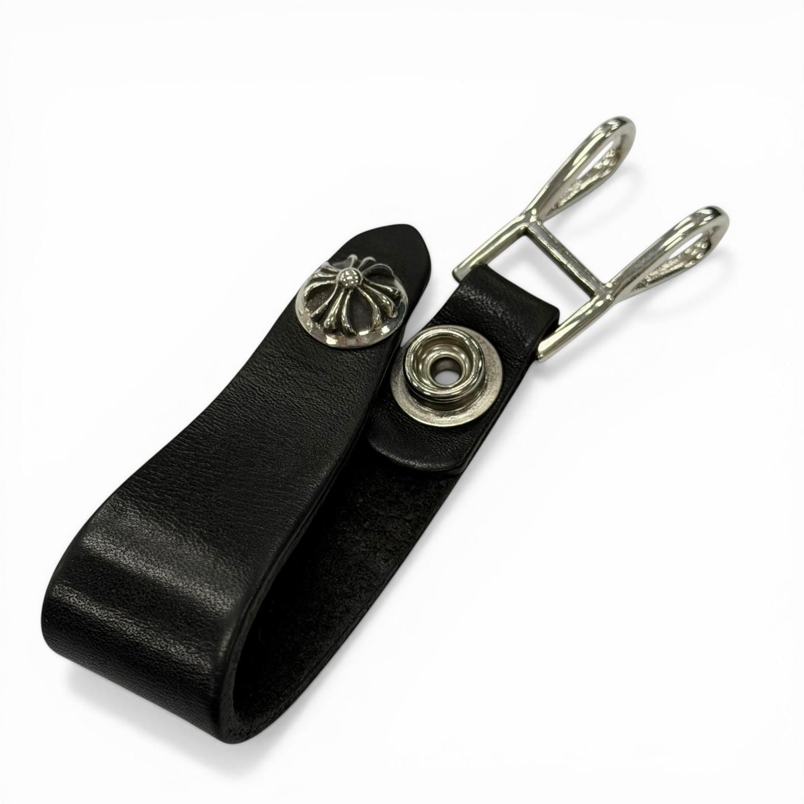 美品▽CHROME HEARTS クロムハーツ レザー 925 ベルトループ クロス