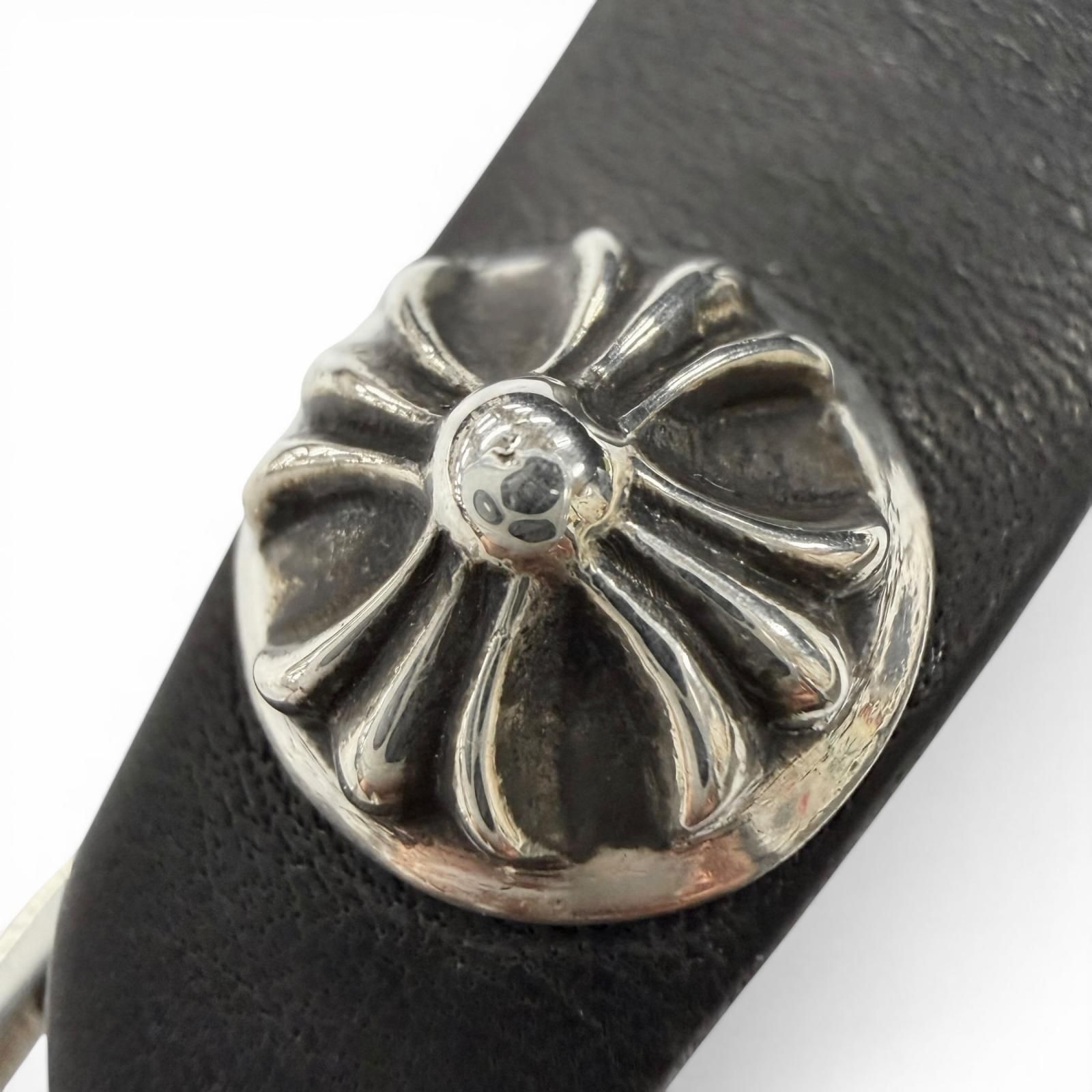 美品▽CHROME HEARTS クロムハーツ レザー 925 ベルトループ クロス