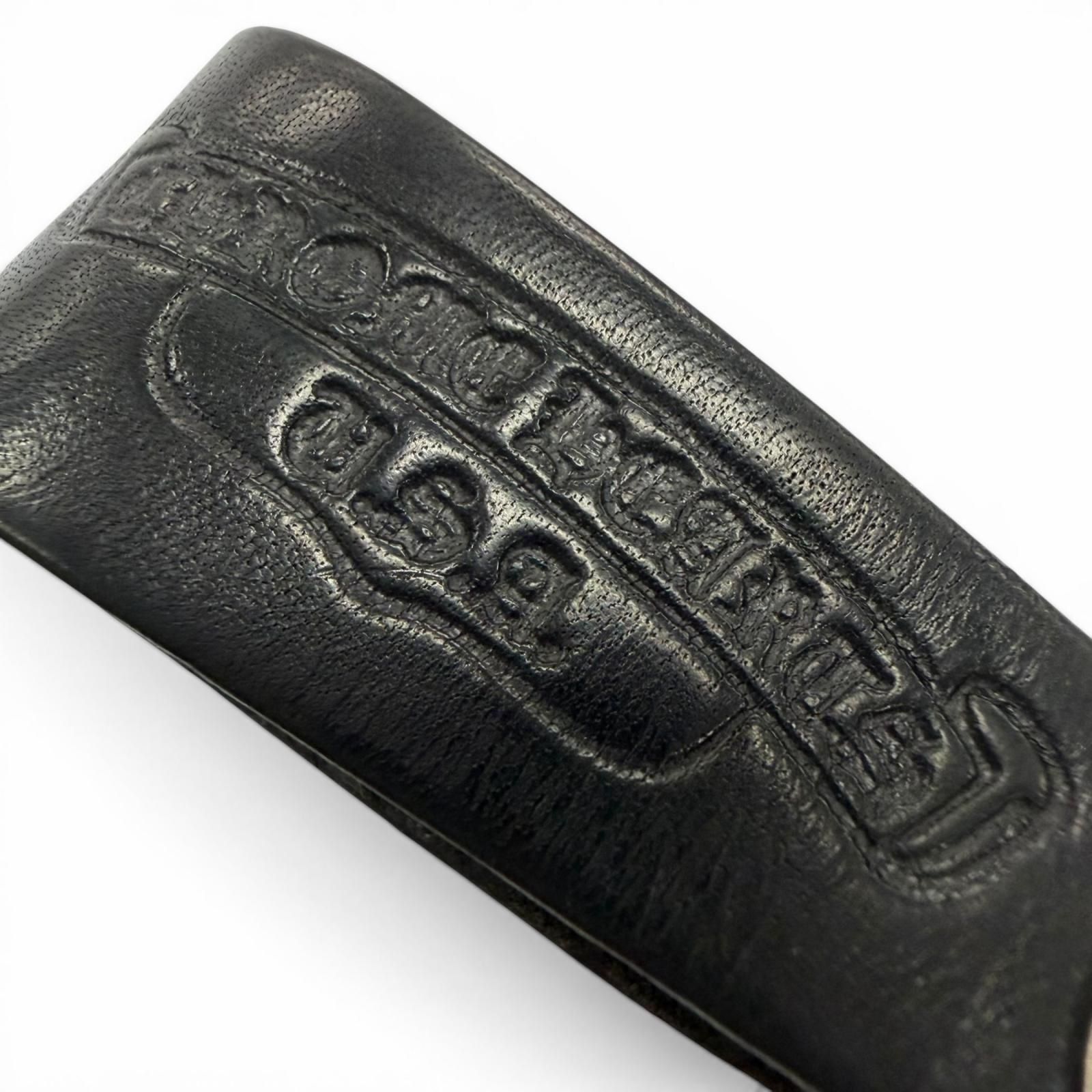 美品▽CHROME HEARTS クロムハーツ レザー 925 ベルトループ クロス 