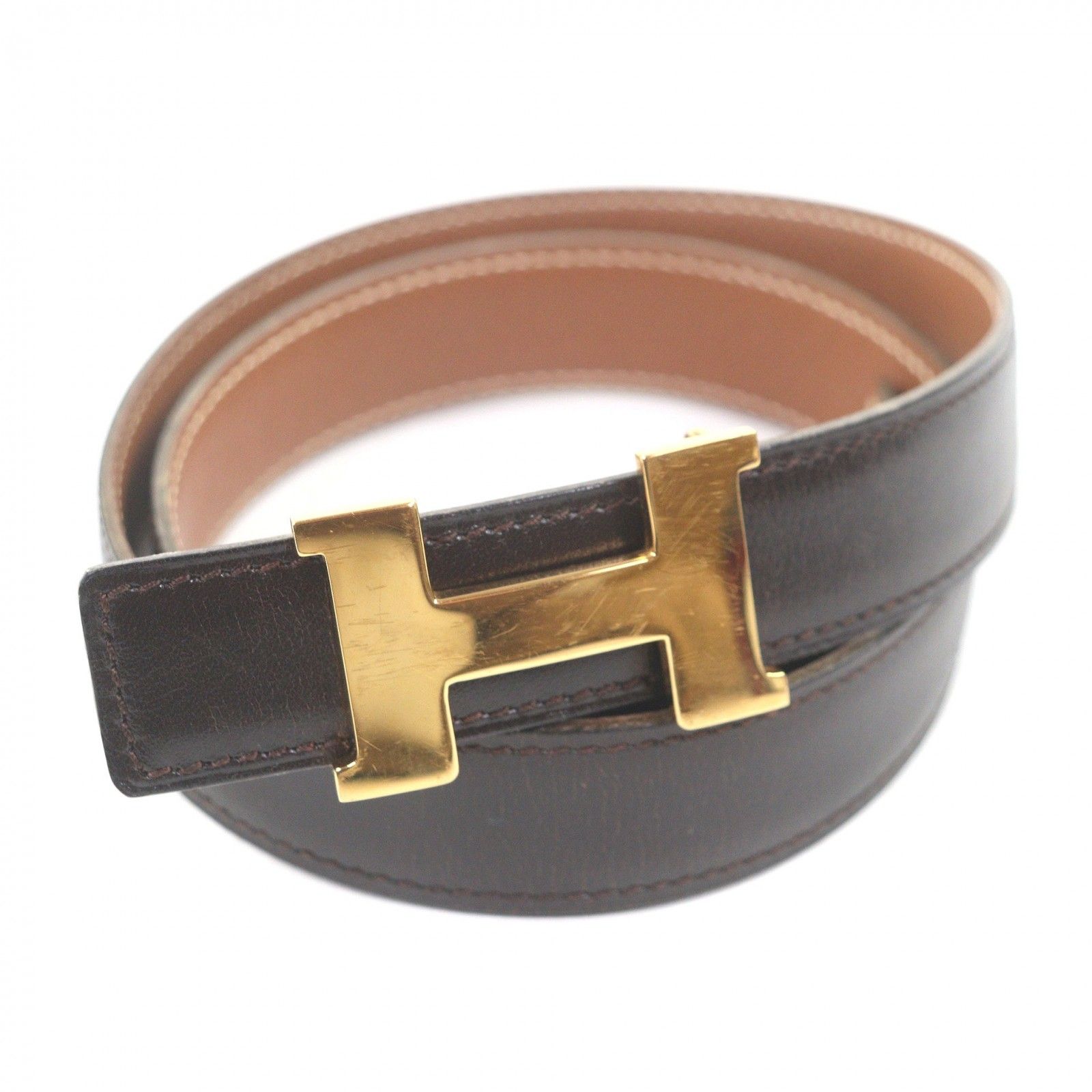 良品　希少 HERMES エルメス ヴィンテージ ベルト　　ゴールド 80 良品□HERMES エルメス ヴィンテージ マルジェラ期 Hロゴゴールド