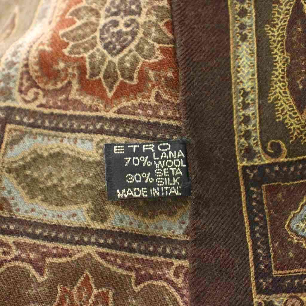 エトロ ETRO ストール マフラー フリンジ ペイズリー柄 ウール シルク