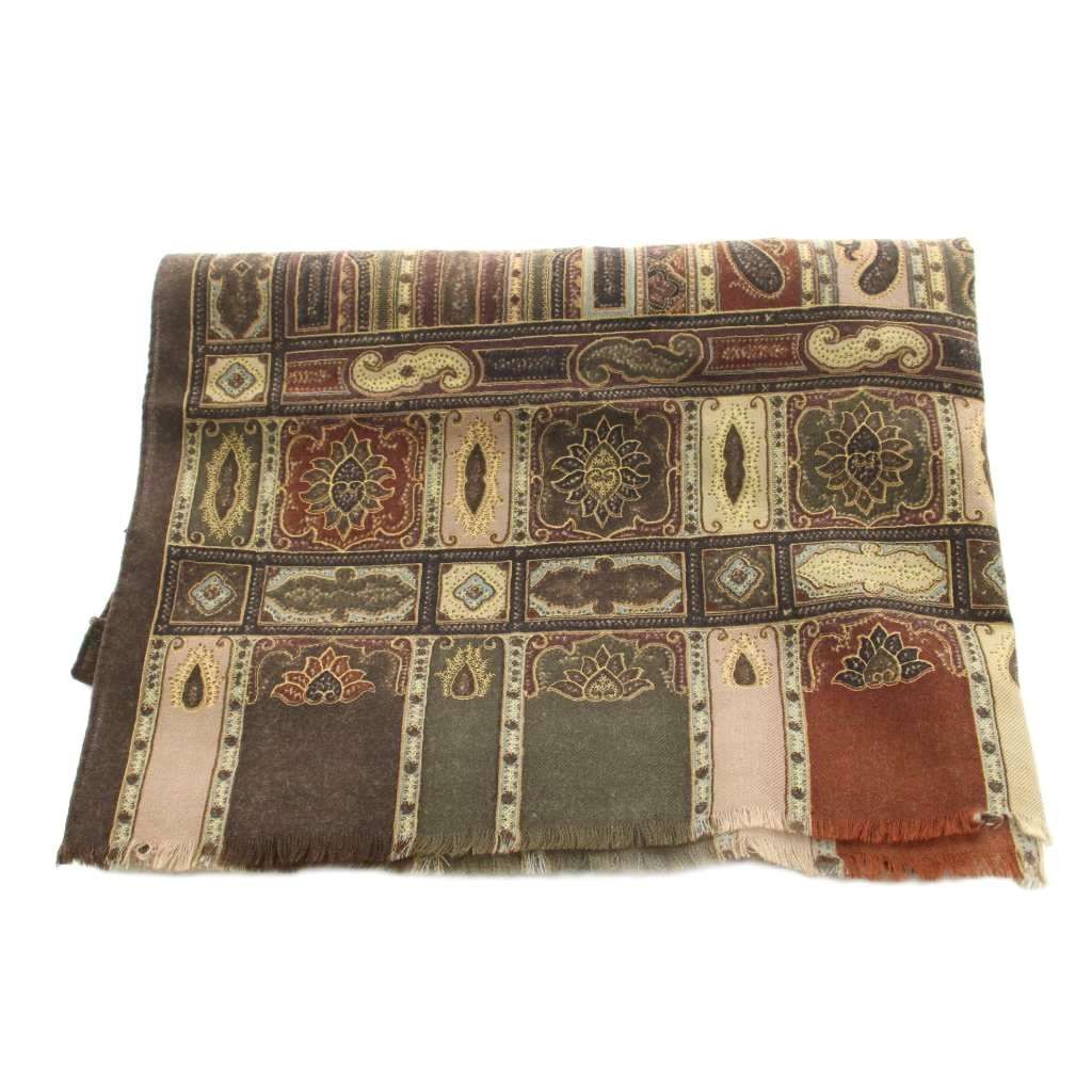 美品★ETRO★ ストール ペイズリー柄 ウール混 レッド ブラウン ブラック. ストール ショール ペイズリー柄 ウール シルク ダークブラウン ダーク