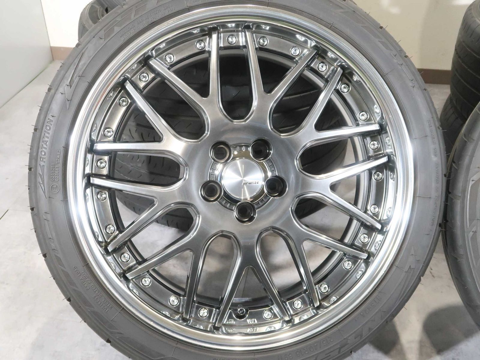 ジャンク品 4本 WORK Lanvec LM1 18インチ 7.5J +43 5H PCD 100