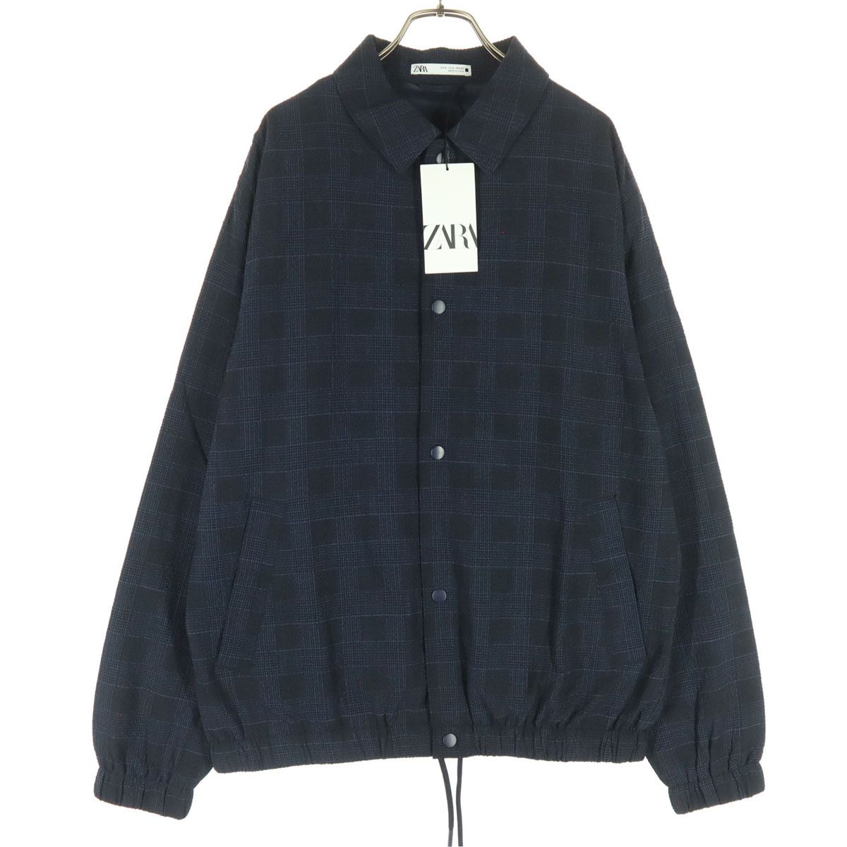 未使用 ZARA ザラ チェック柄 バイカラー 長袖 シアサッカー ボタン 