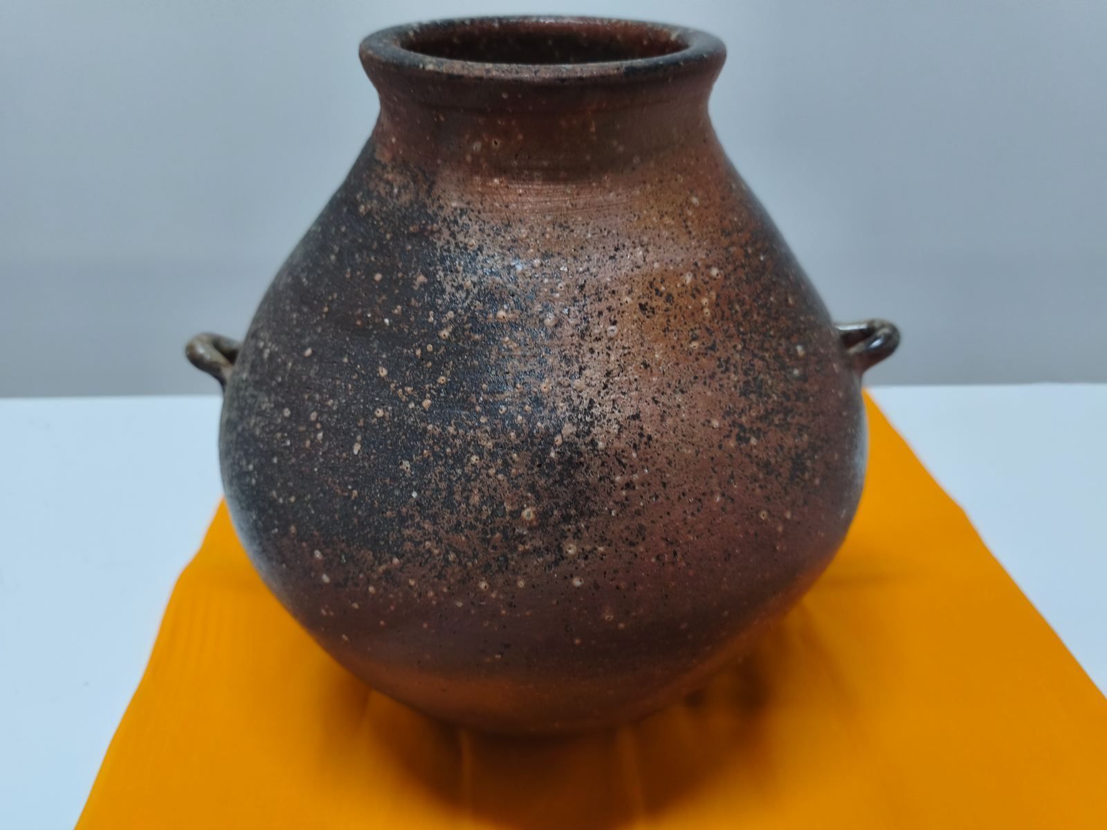 常滑焼 松籟窯 磯部晃 作 耳付壺 共箱 共布 陶歴栞