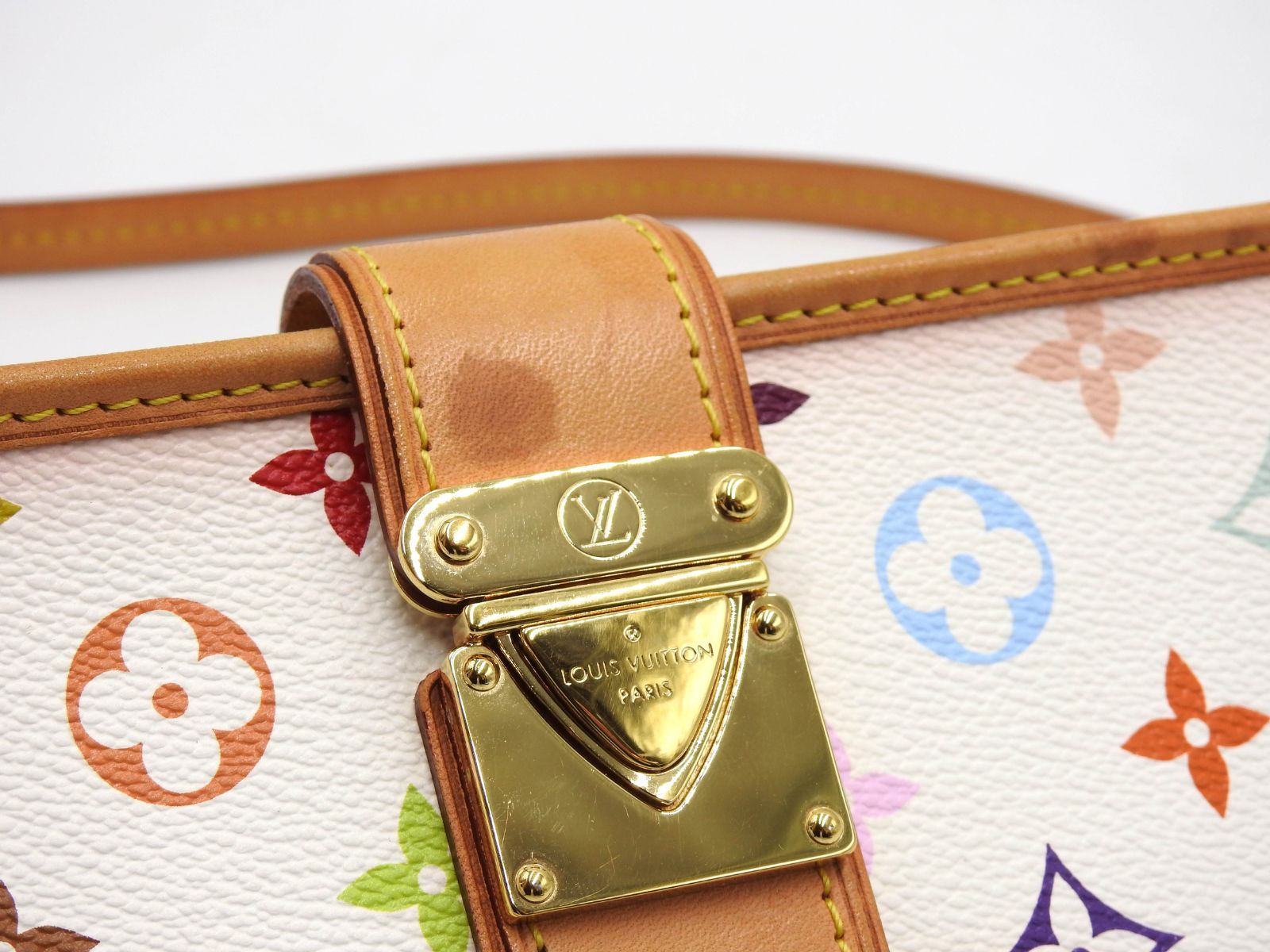 ルイヴィトン シャーリー ショルダーバッグ モノグラム マルチカラー ブロン ホワイト キャンバス ゴールド金具 M40049 LOUIS VUITTON - ルイヴィトン シャーリー ショルダーバッグ