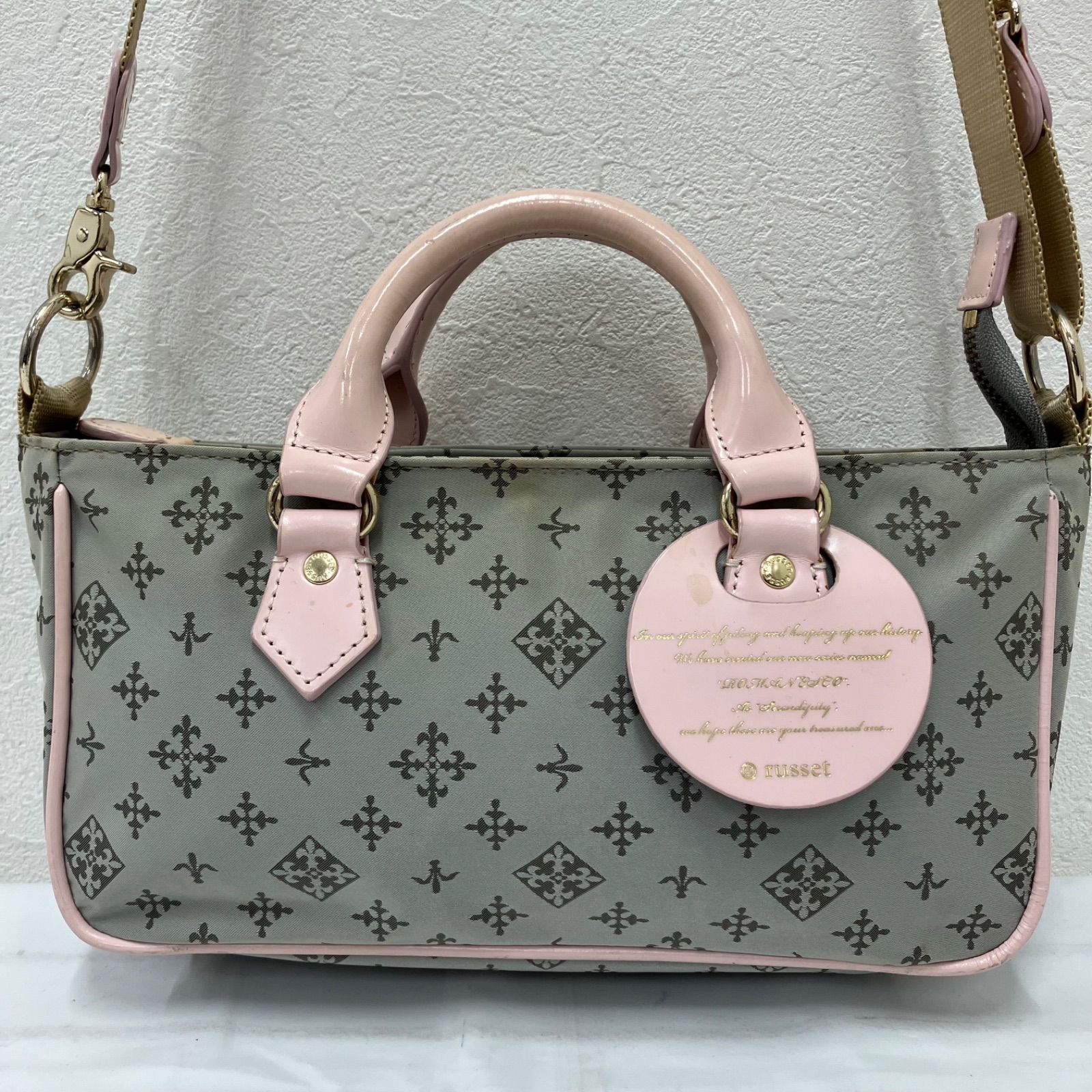 maripi✩ russet　2wayバッグ　グレー&ピンク 2254 russet ラシット ハンドバッグ 2way ショルダーバッグ モノグラム