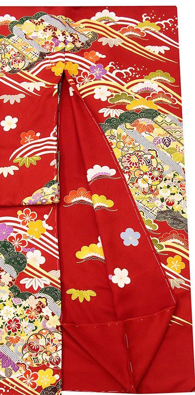 新品正絹産着（祝着）高級京友禅伝統工芸多色特選染分け鹿の子染入り☆豪華四季花車文 記念感謝祭【仕立無料】☆京友禅伝統工芸手描き美術染特撰豪華振布付
