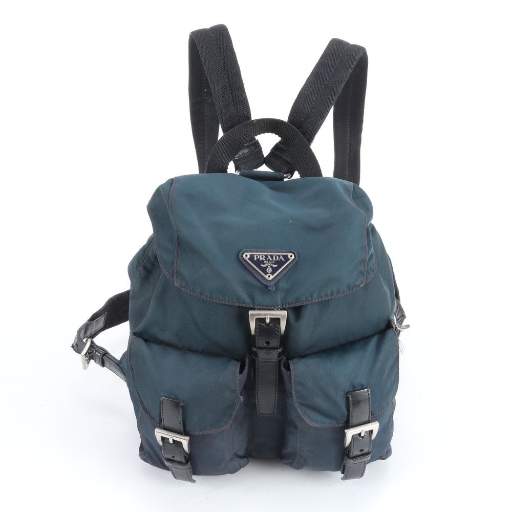 PRADA リュック 三角ロゴ ナイロン テスート レザー ブラック 巾着型 