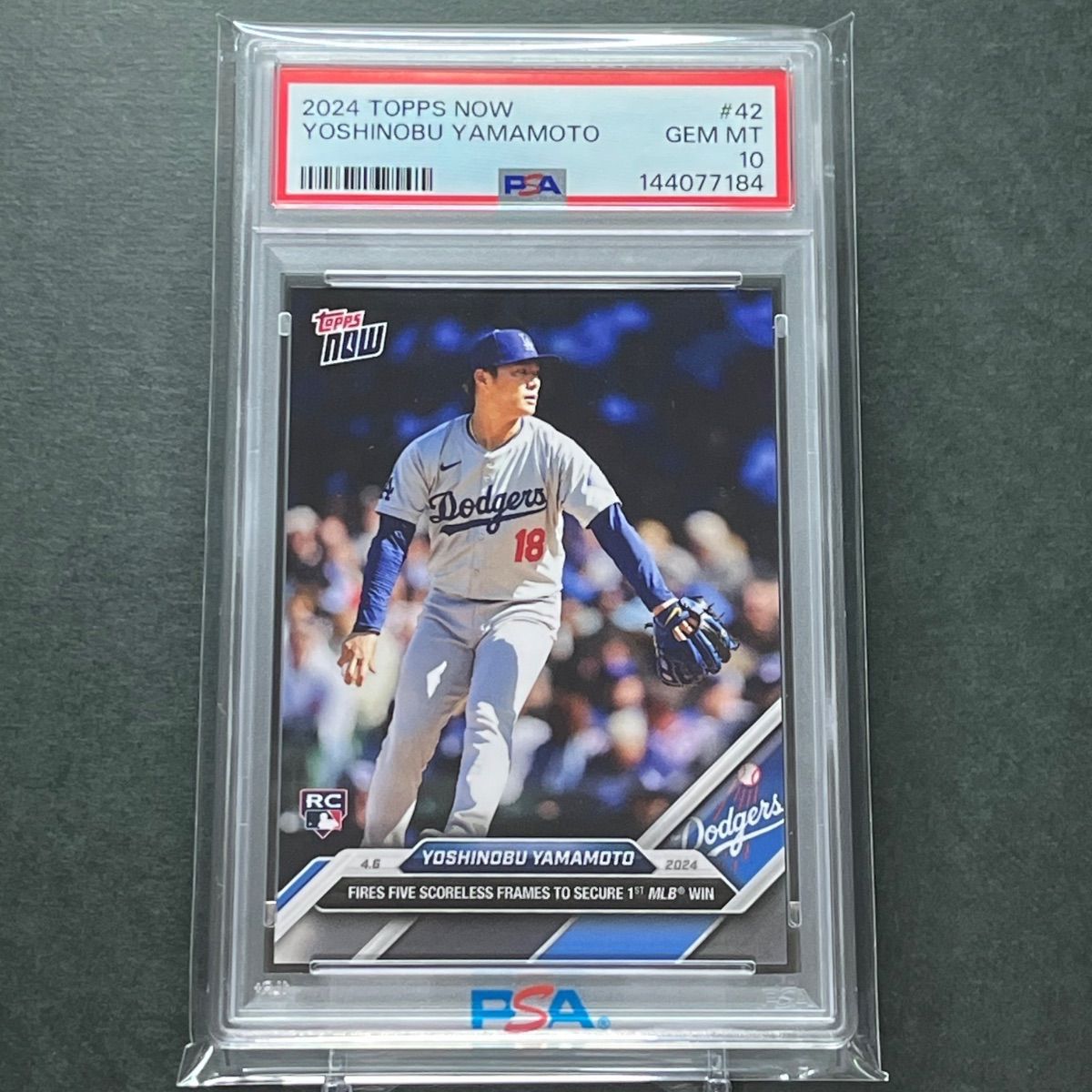 42【PSA10】PSA専用袋入！山本由伸メジャー初勝利記念 2024 Topps now 