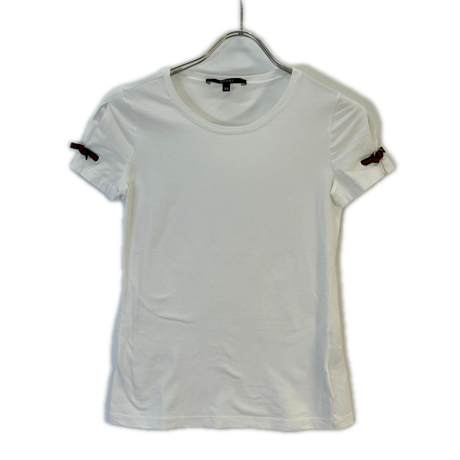 GUCCI グッチ  271596 GGｳｪﾌﾞﾘﾎﾞﾝ ﾎﾜｲﾄ ｸﾙｰﾈｯｸ Tｼｬﾂ XS GUCCI（グッチ） 271596 GGウェブリボン ホワイト クルーネック T