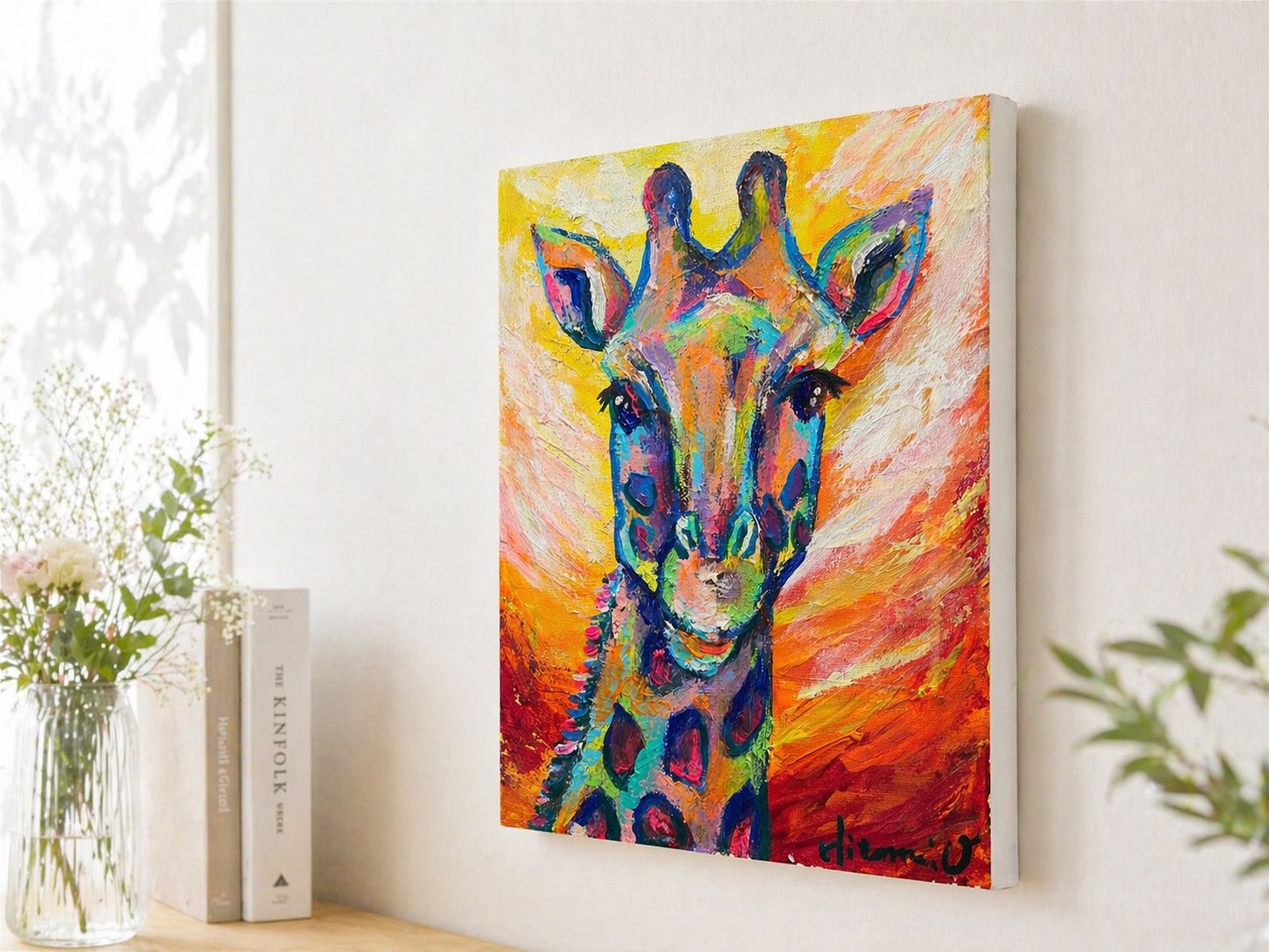 現代アート キャンバス絵画 油彩画 アート 油絵 カラフル 動物 絵 美術品・アンティーク・コレクション カラフル